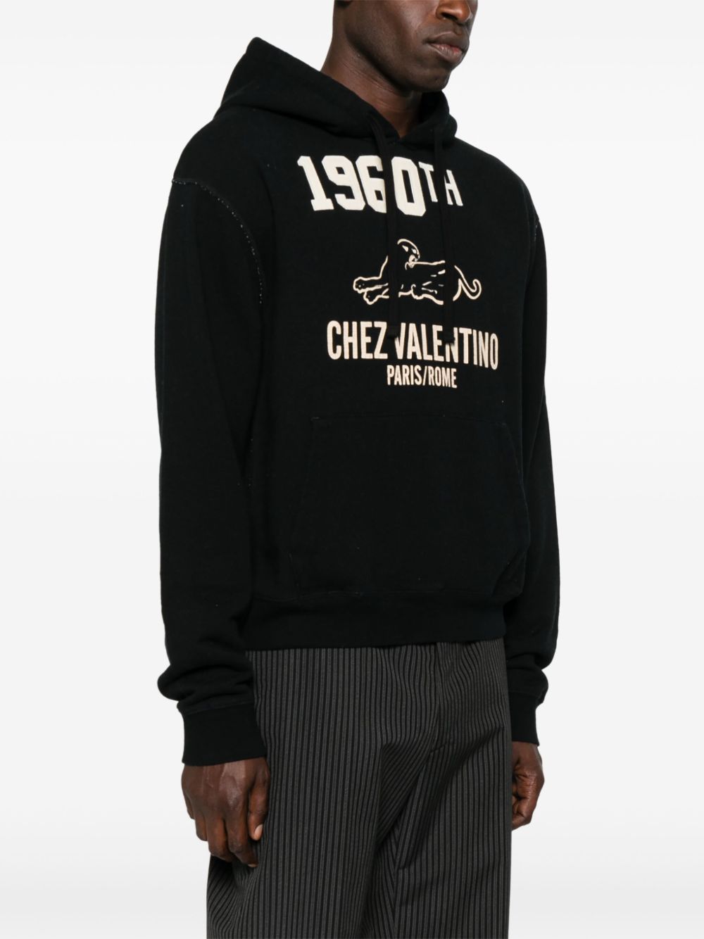 Classic Black Hoodie With Vintage Graphic Print