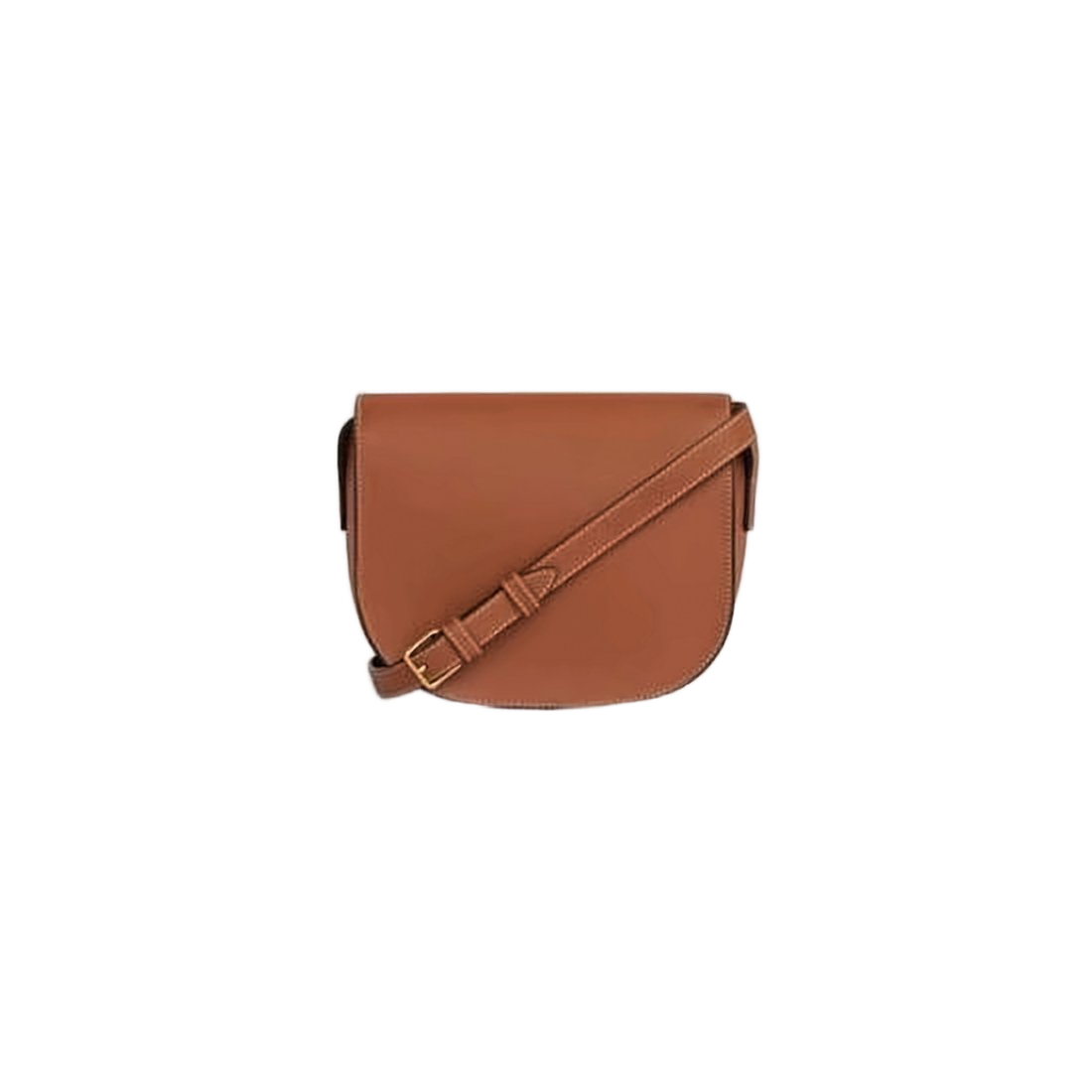 Compact Brown Calf Leather Crossbody Bag