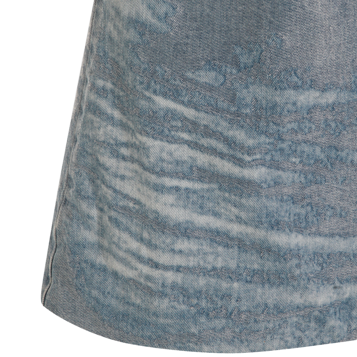 Sleeveless Flared A-Line Mini Dress In Washed Denim