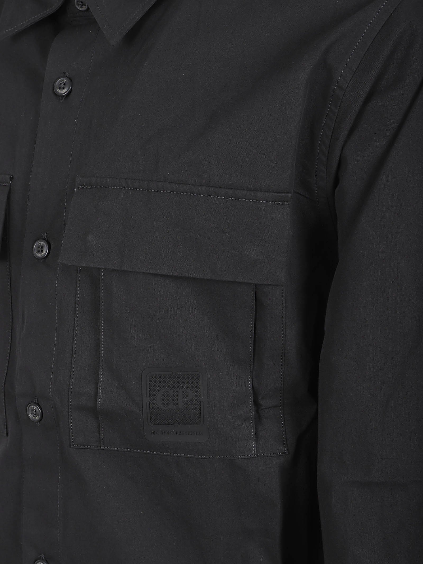 Structured Black Cotton Shirt with Classic Collar