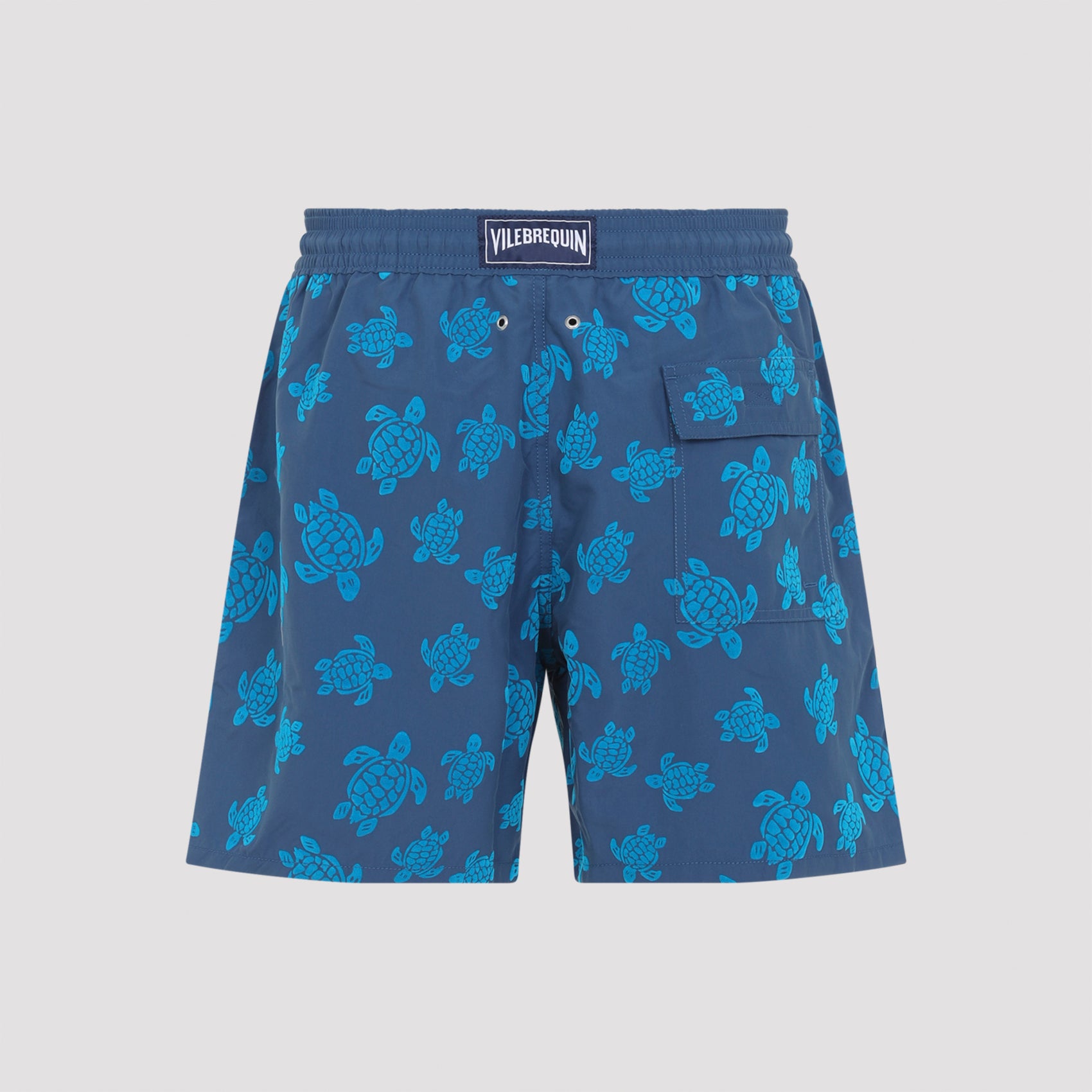 Sea Turtle-Pattern Swim Shorts with Adjustable Waist