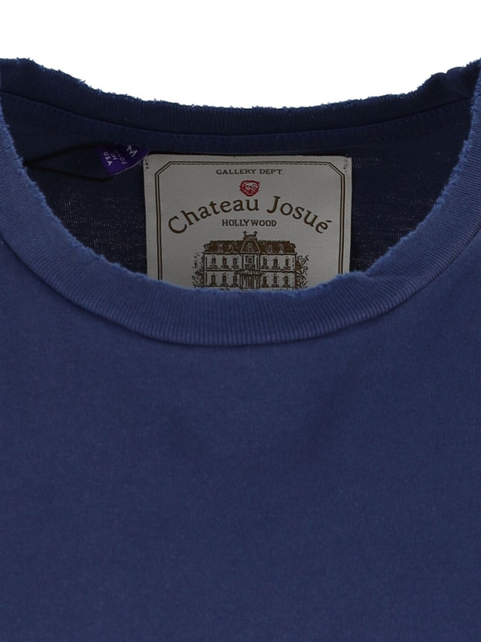 Vintage-Style Blue Cotton T-Shirt With Contrast Logos