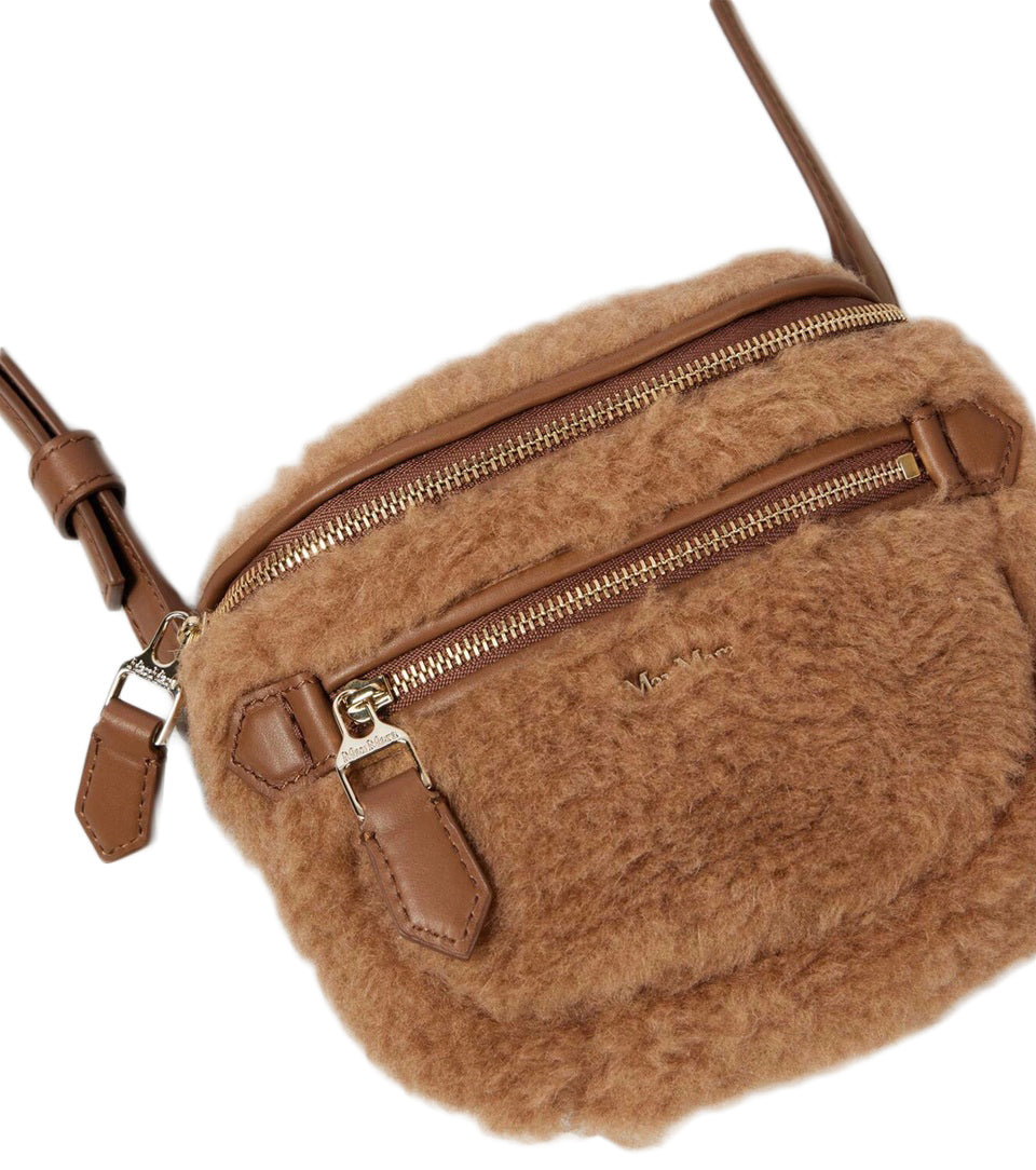 Plush Textured Shoulder Bag with Dual Zippered Compartments