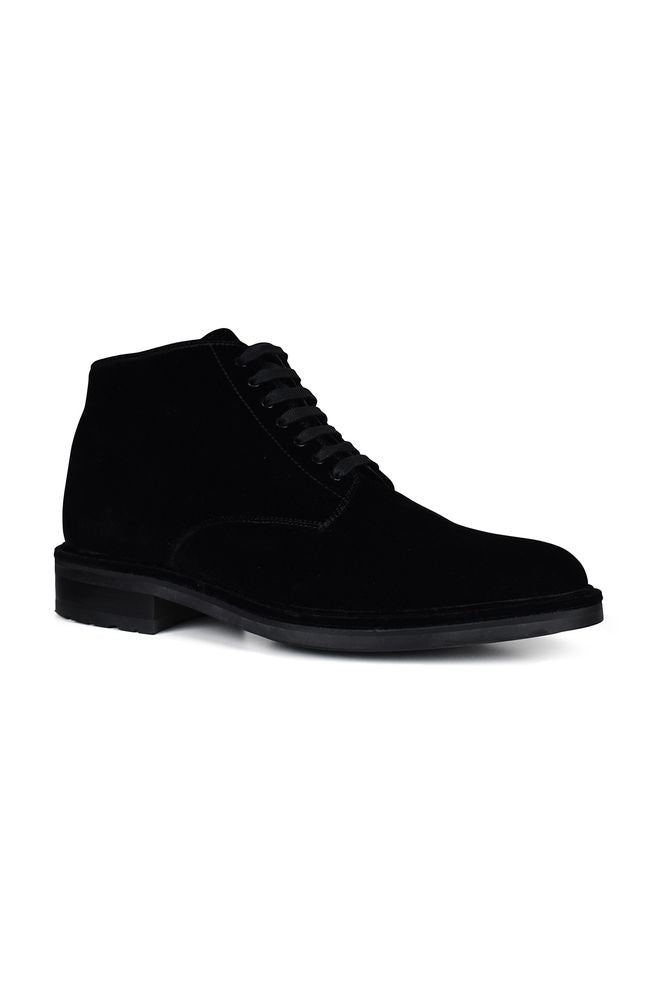 Black Velvet Boots With Satin Laces