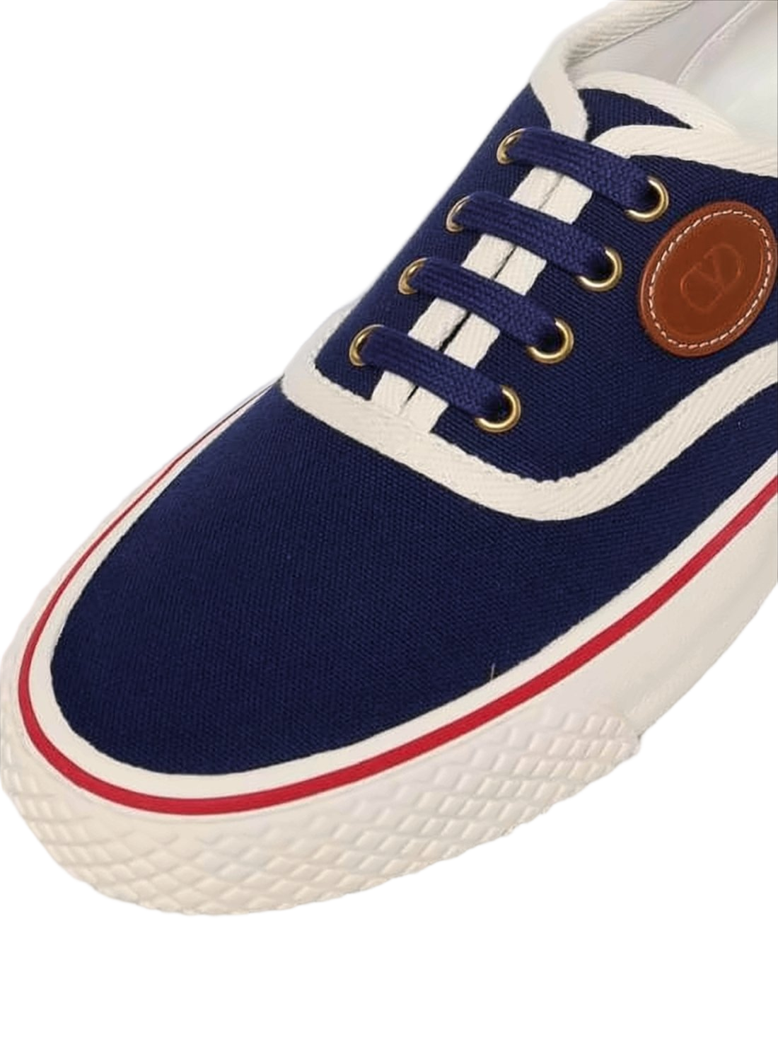 Navy Cotton Low-Top Sneakers