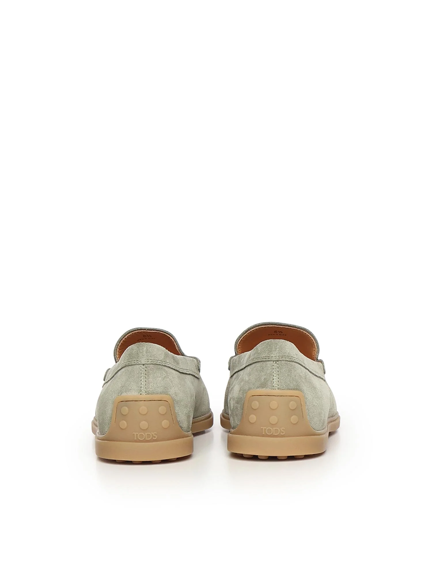 Suede Loafers with Subtle Stitching in Muted Sage Green