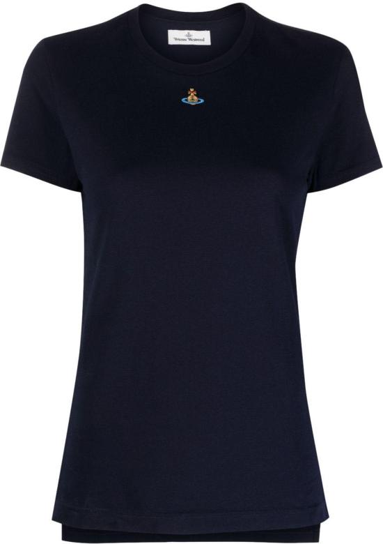 Fitted Black Cotton T-Shirt with Emblem Detail