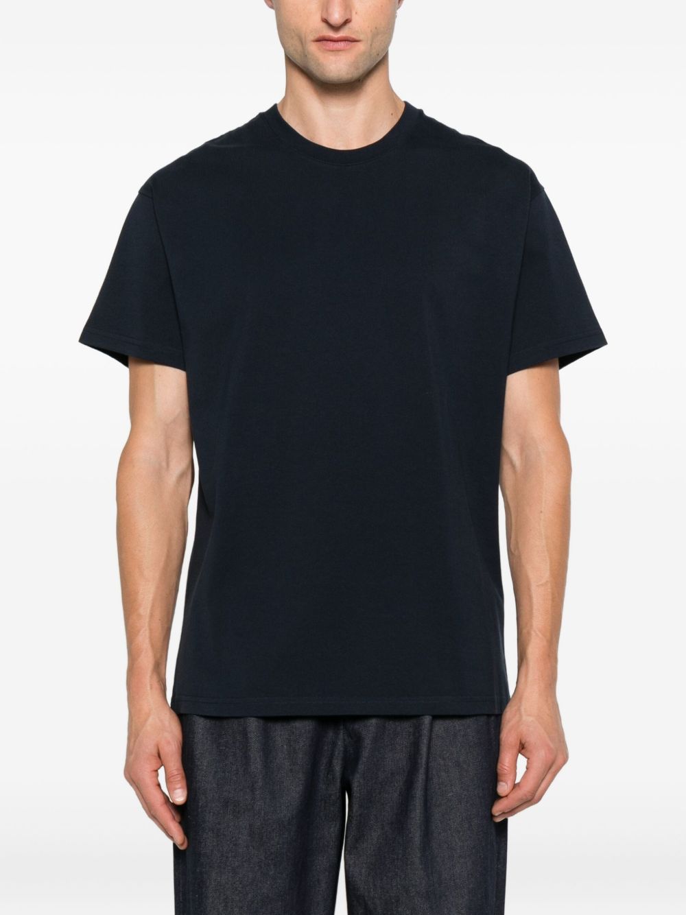 Black Cotton T-Shirt with Stamp Print