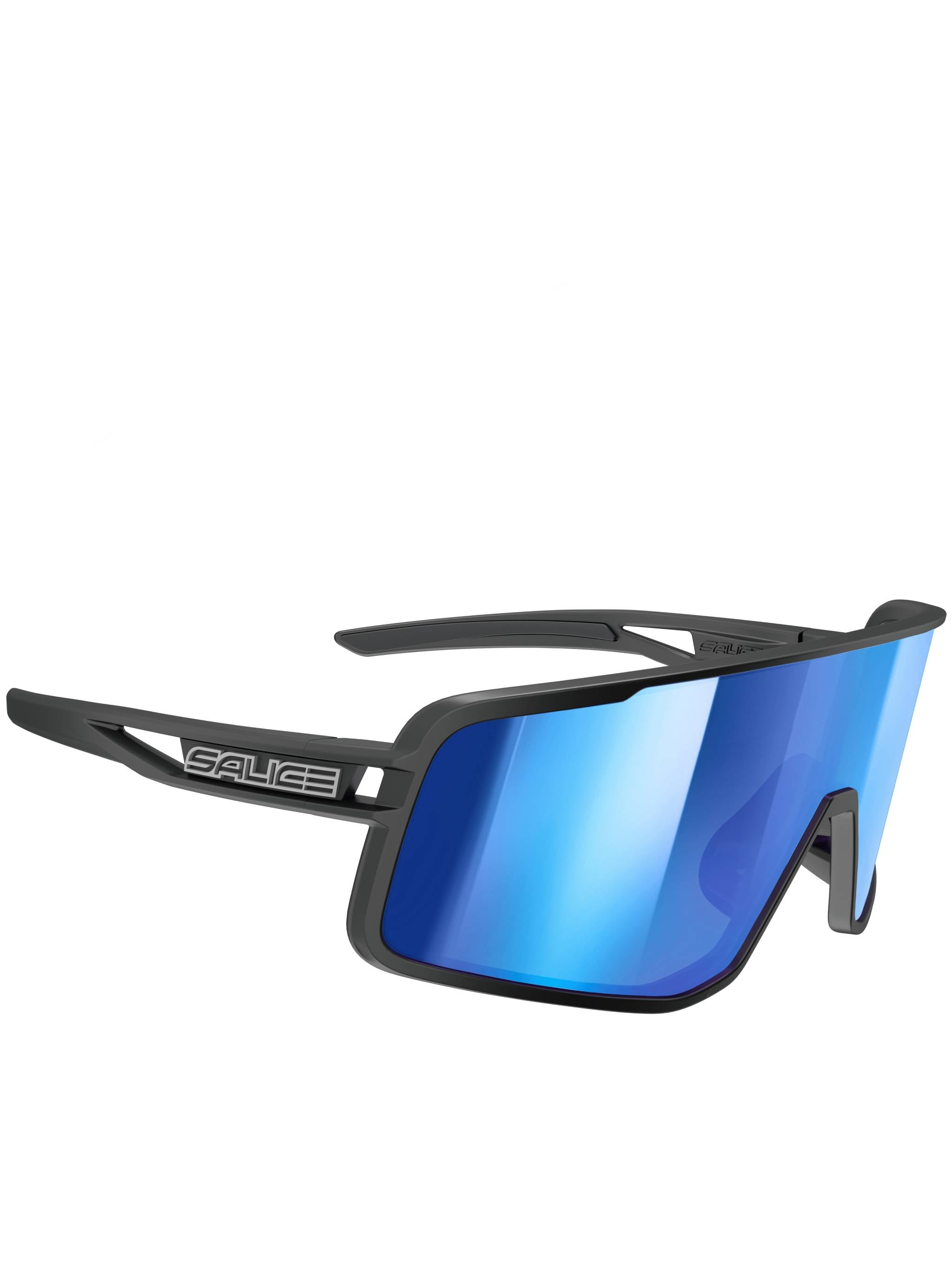 Black Occhiale Blue Mirrored Angular Sunglasses