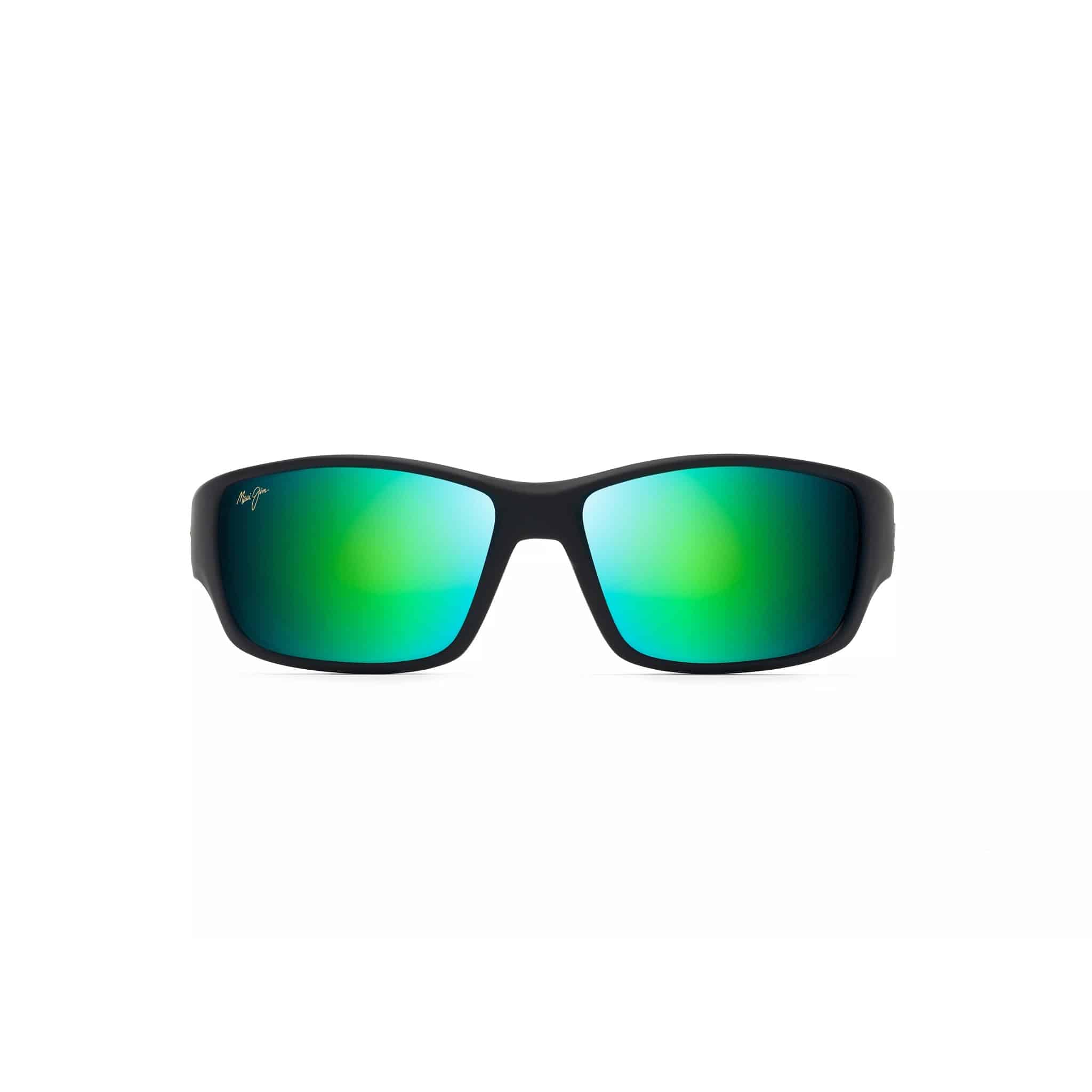 Local Kine Rectangular Frame Sunglasses with Reflective Green Lenses