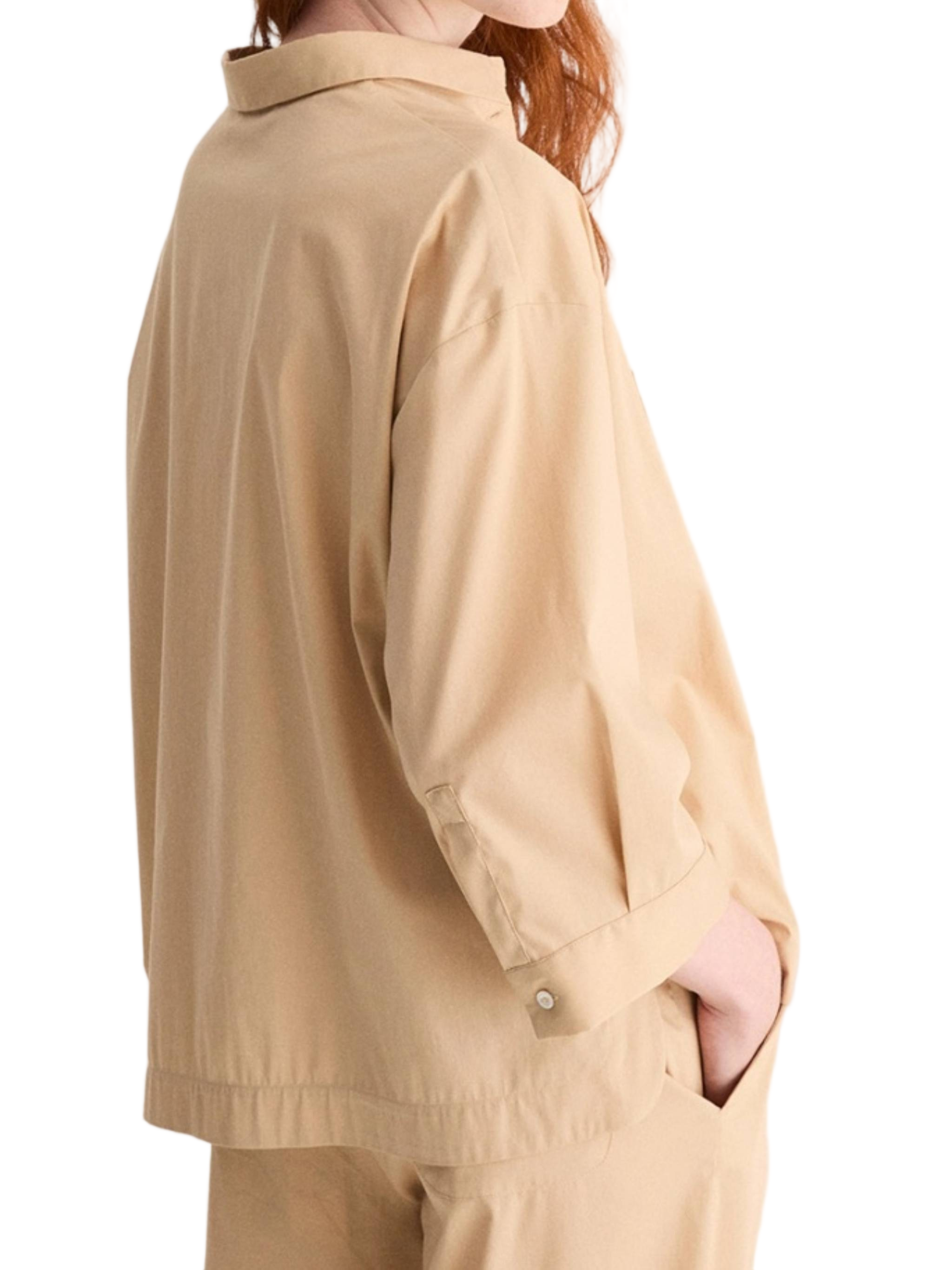 Boxy Beige Classic Collar Shirt