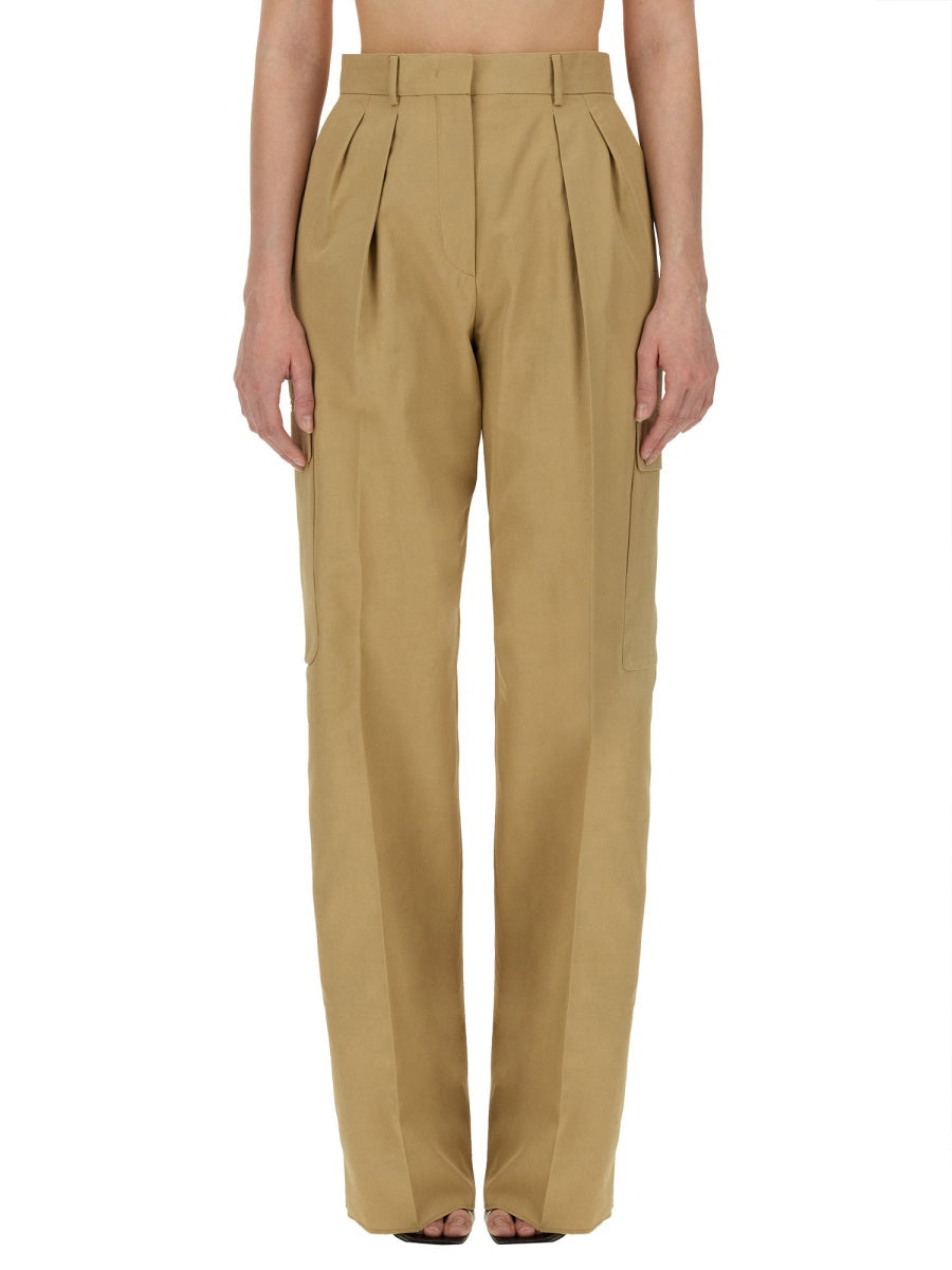 High-Waisted Brown Straight-Leg Cargo Pants