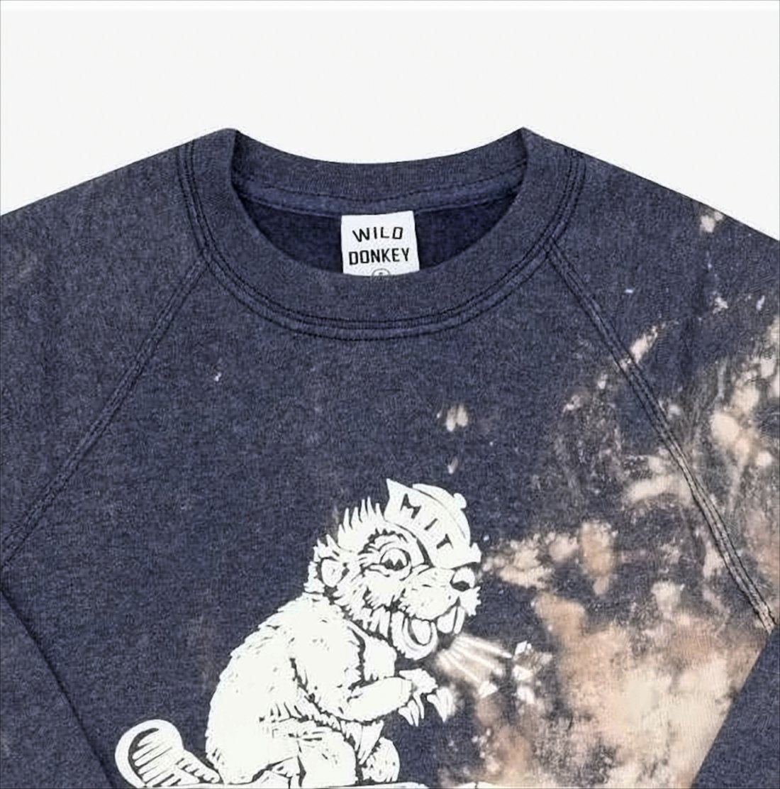 Bleached Tie-Dye Long-Sleeve Sweatshirt with Graphic Detail