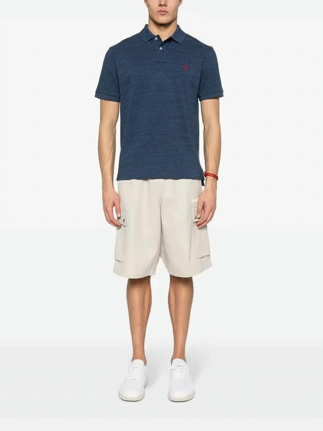 Classic Short-Sleeve Polo Shirt with Heathered Texture