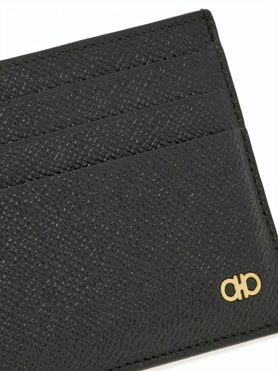 Calf Leather Card Wallet With Metallic Logo Accent