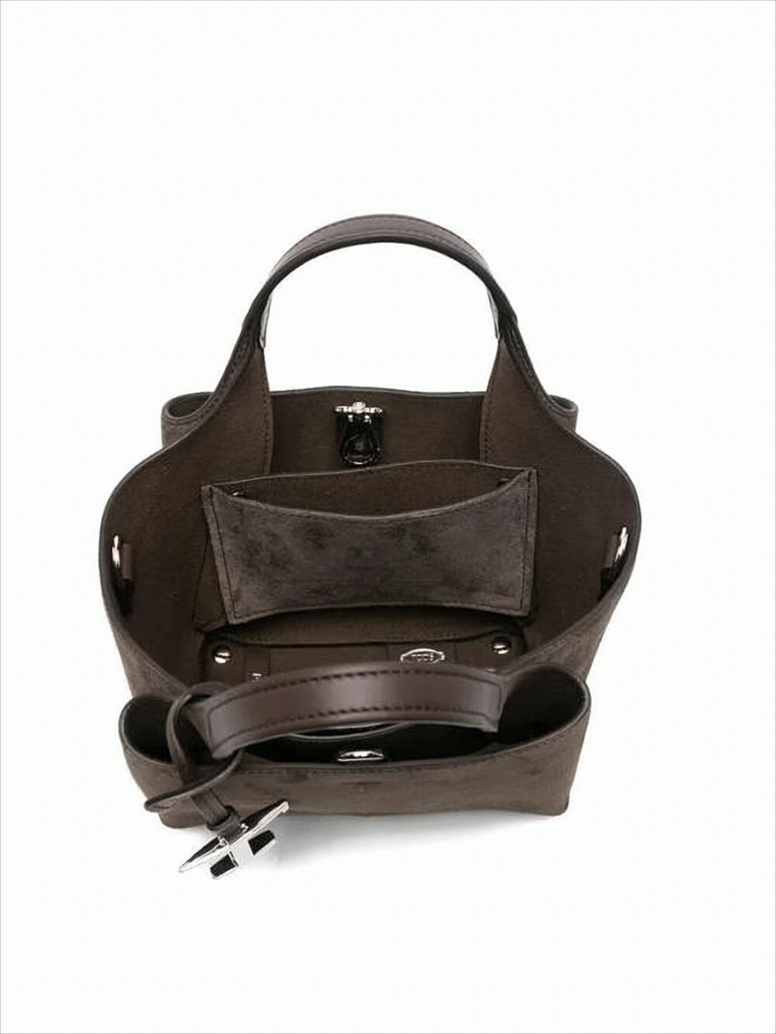 Compact Suede Calf Leather Tote Bag