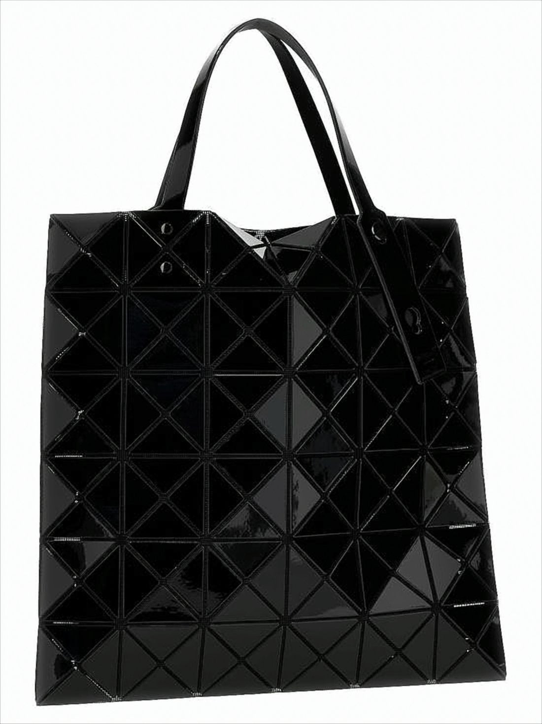 Geometric Black Tote Bag With Faceted Surface