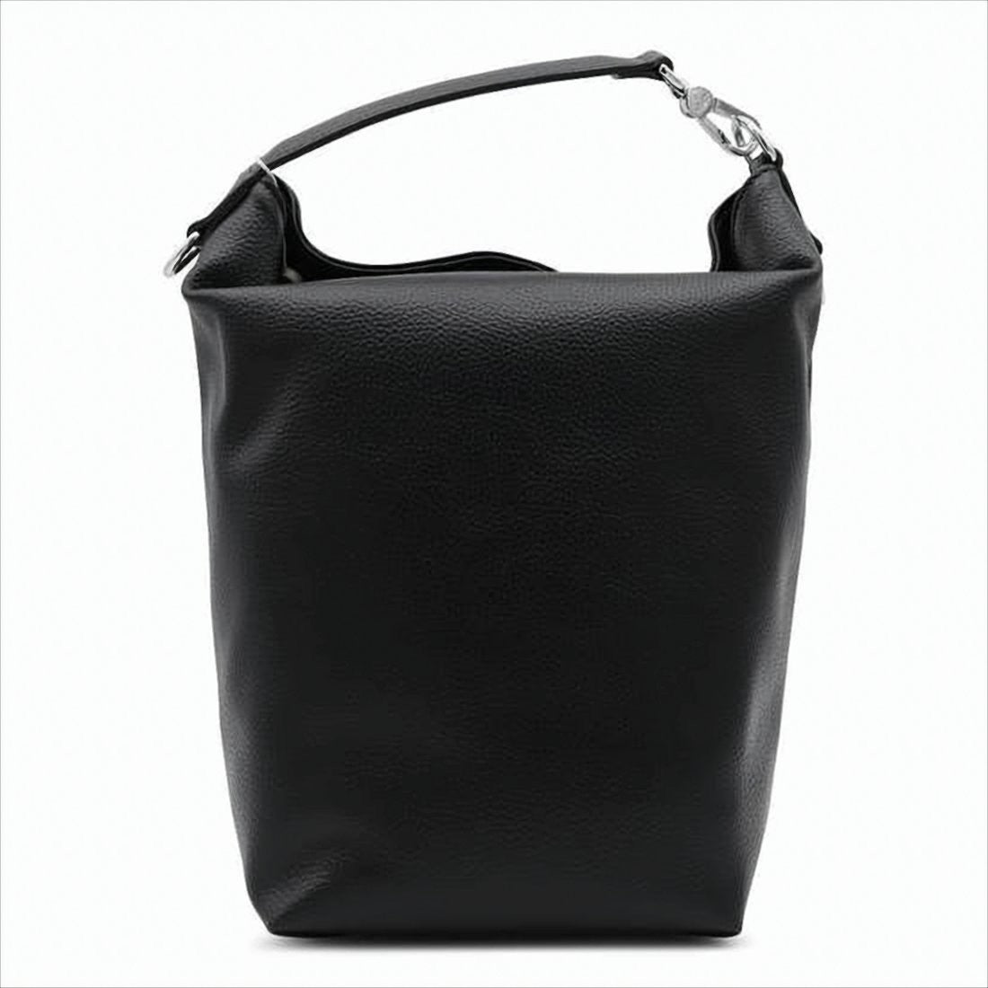 Structured Black Synthetic Leather Tote Bag