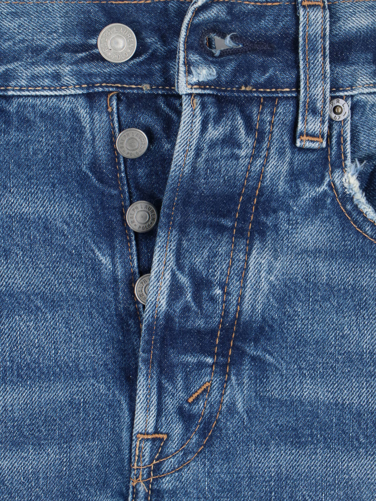 Blue High-Waisted Distressed Denim Jeans