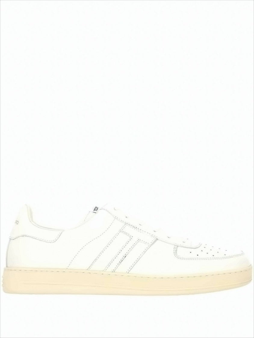 Low-Top Calf Leather Sneakers With Perforated Detailing