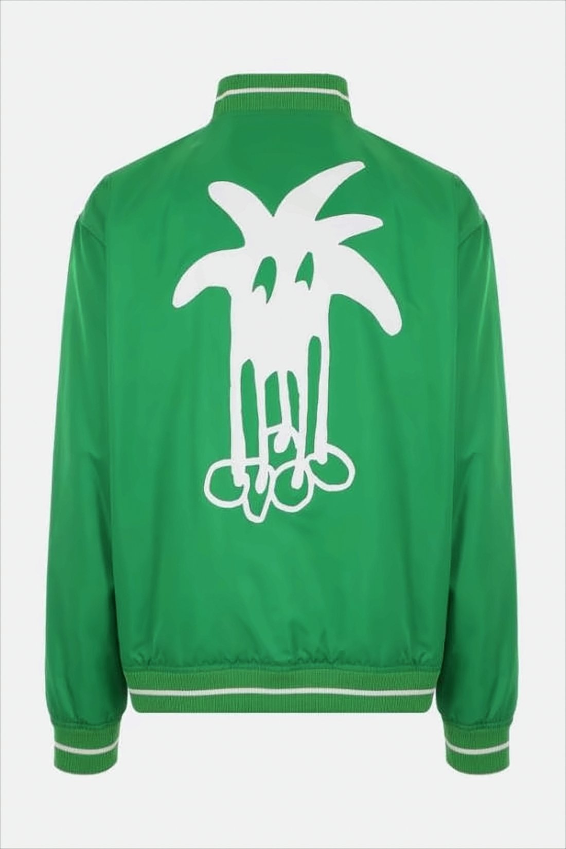 Vibrant Green Bomber Jacket with Striped Accents