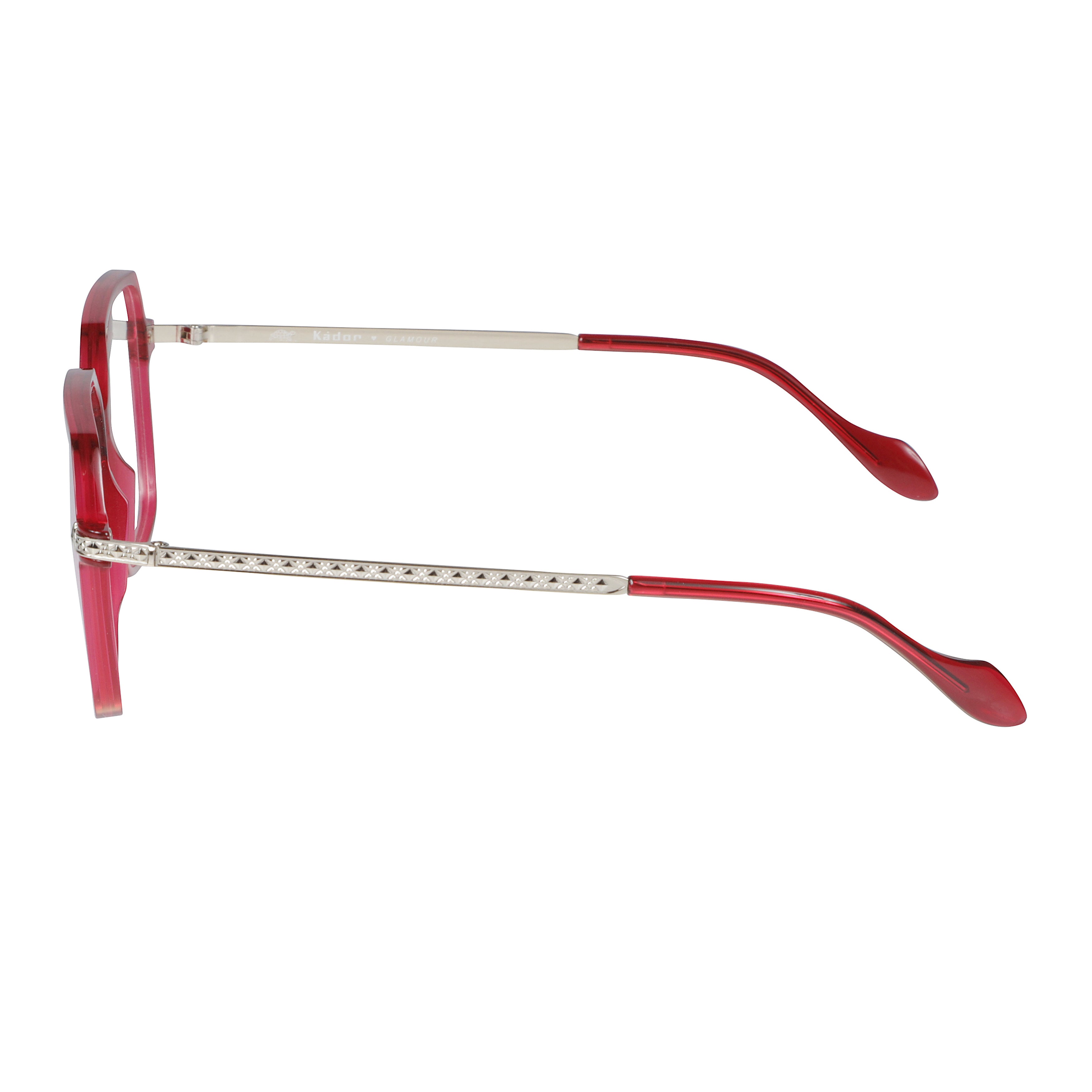 Megan-V Square-Frame Red Eyeglasses with Metallic Temples
