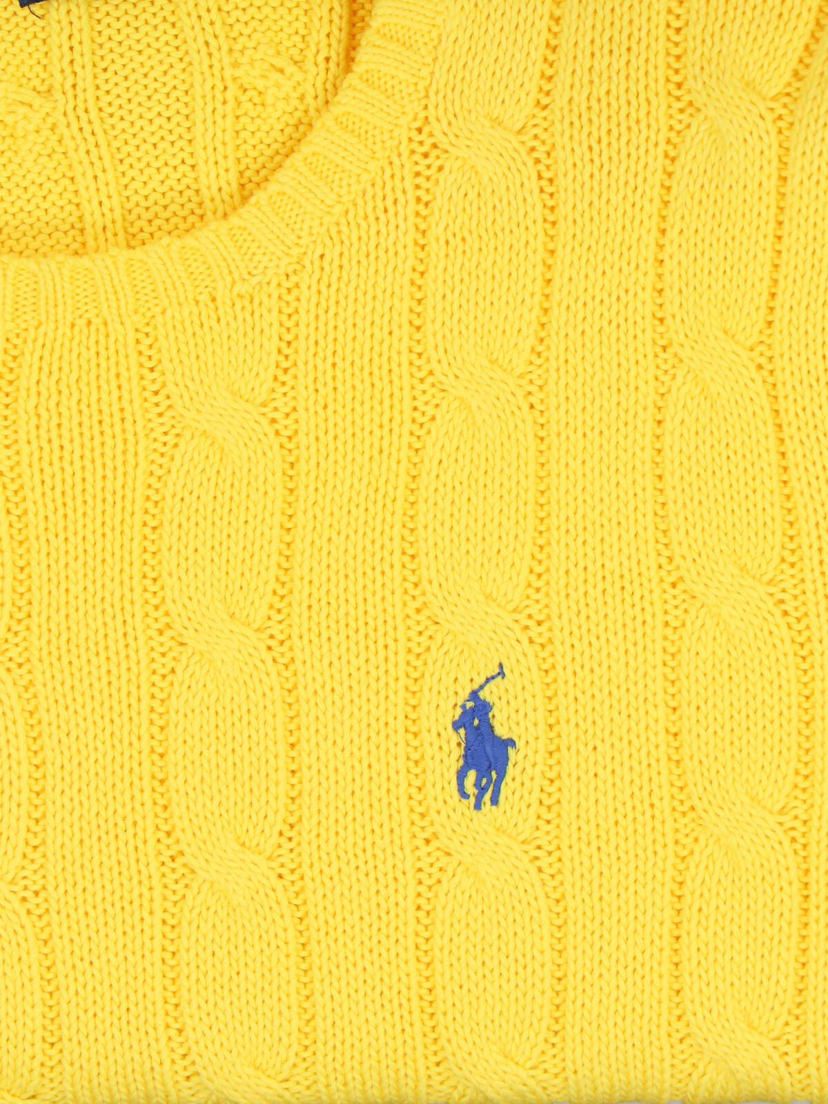 Yellow Cable Knit Crewneck Sweater
