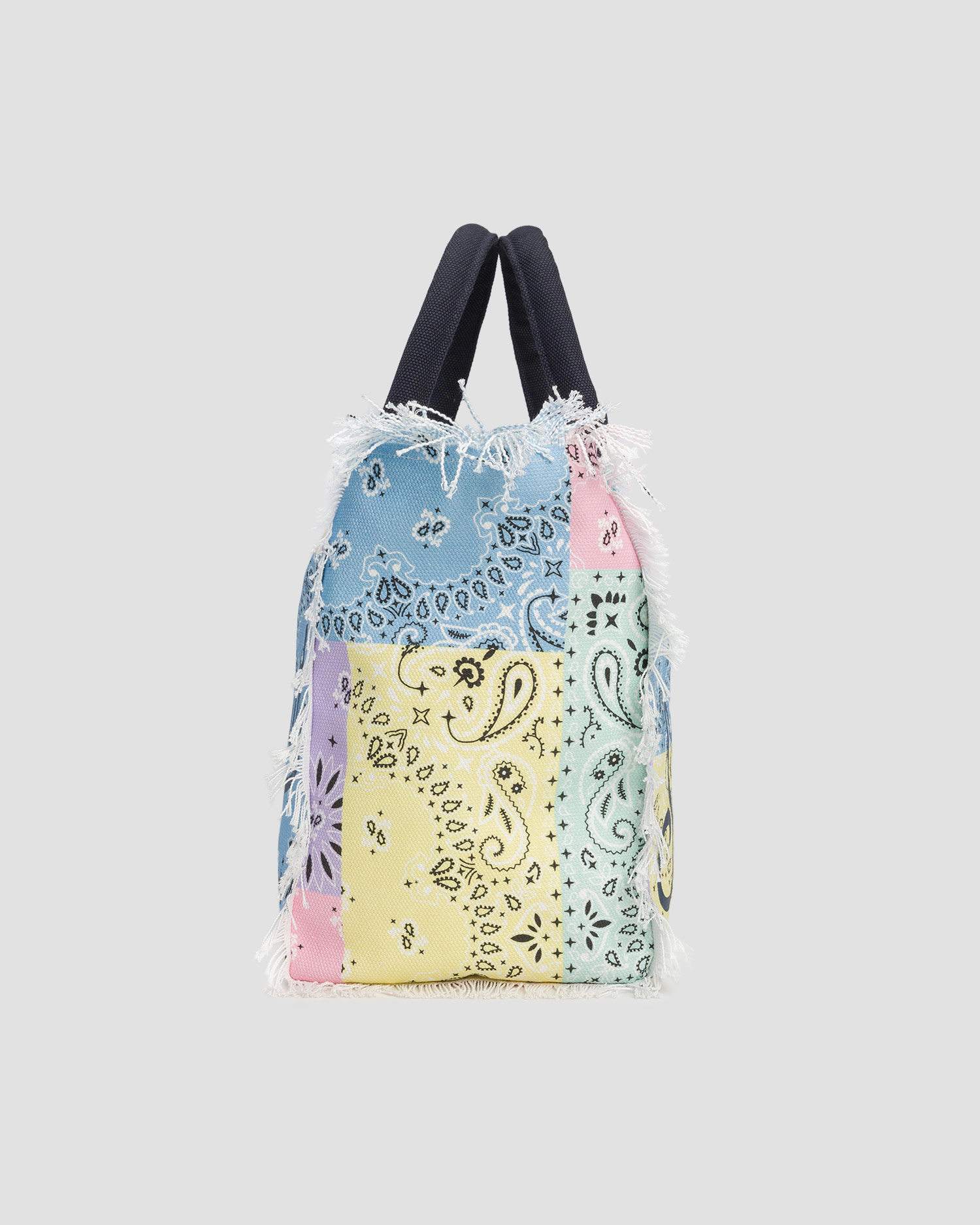 Patchwork Tote Bag with Frayed Edges
