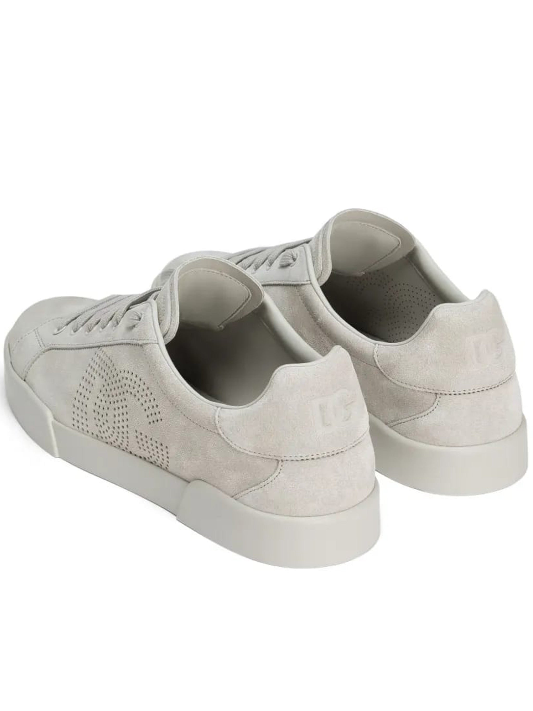 White Refined Perforated Logo Calf Sneakers