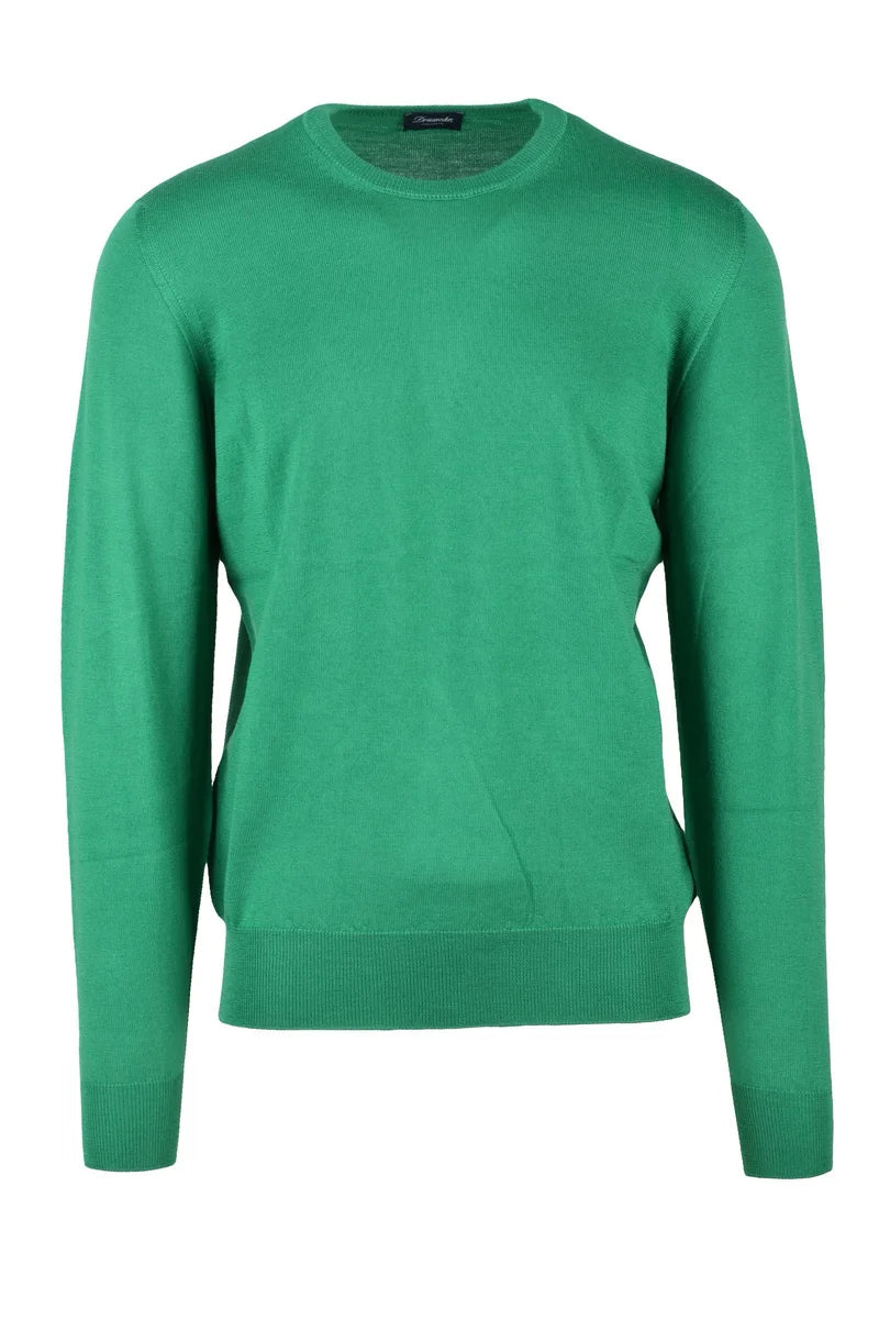 Crew Neck Merino Wool Pullover - Green
