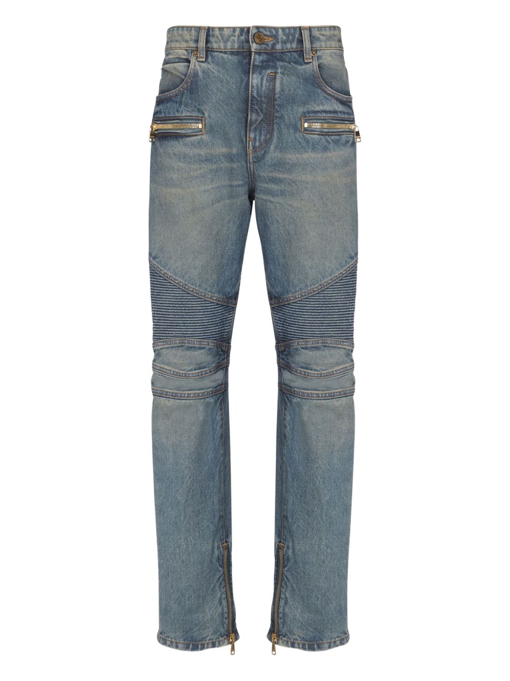 Denim Jeans with Ribbed Details