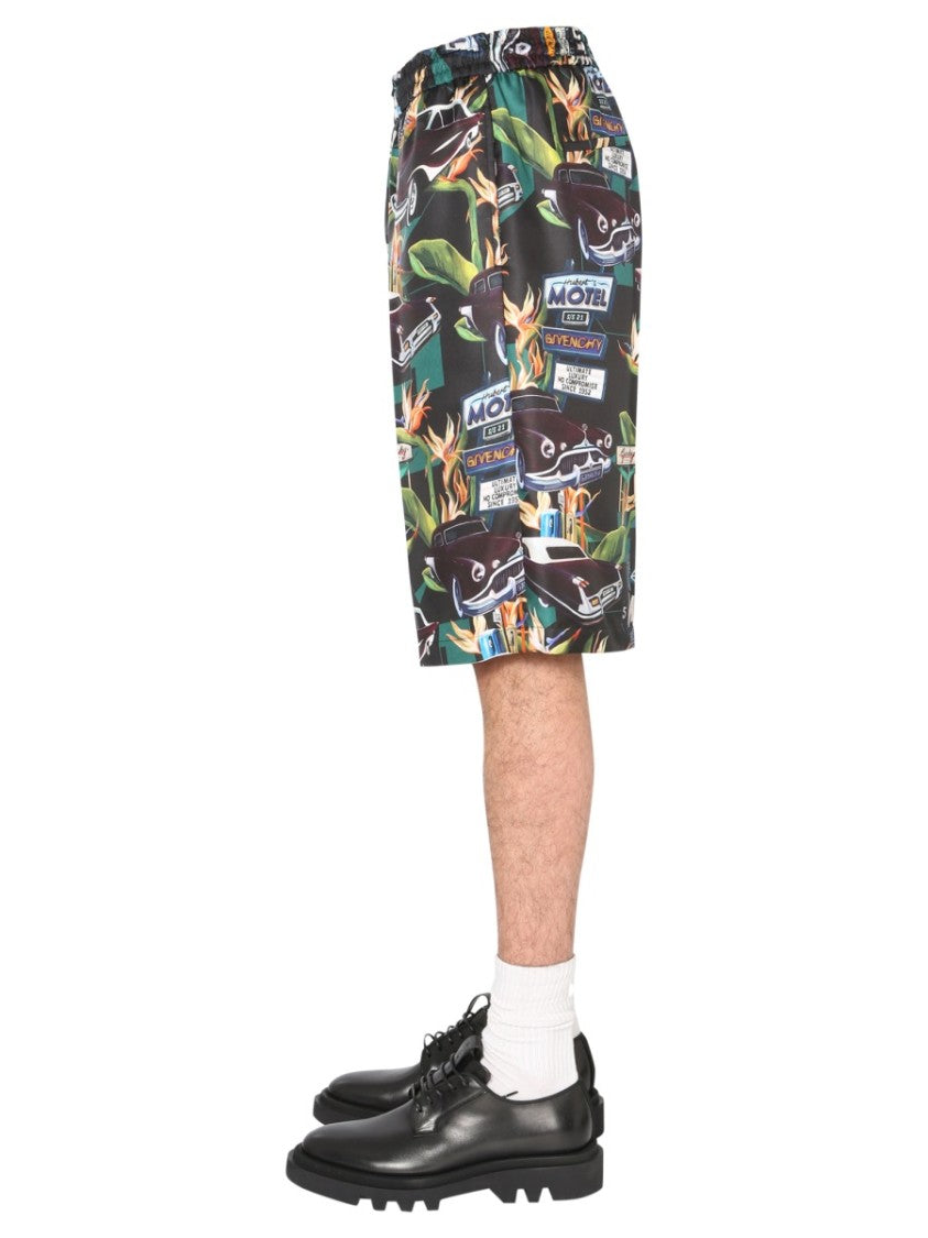 Printed Silk Bermuda Shorts