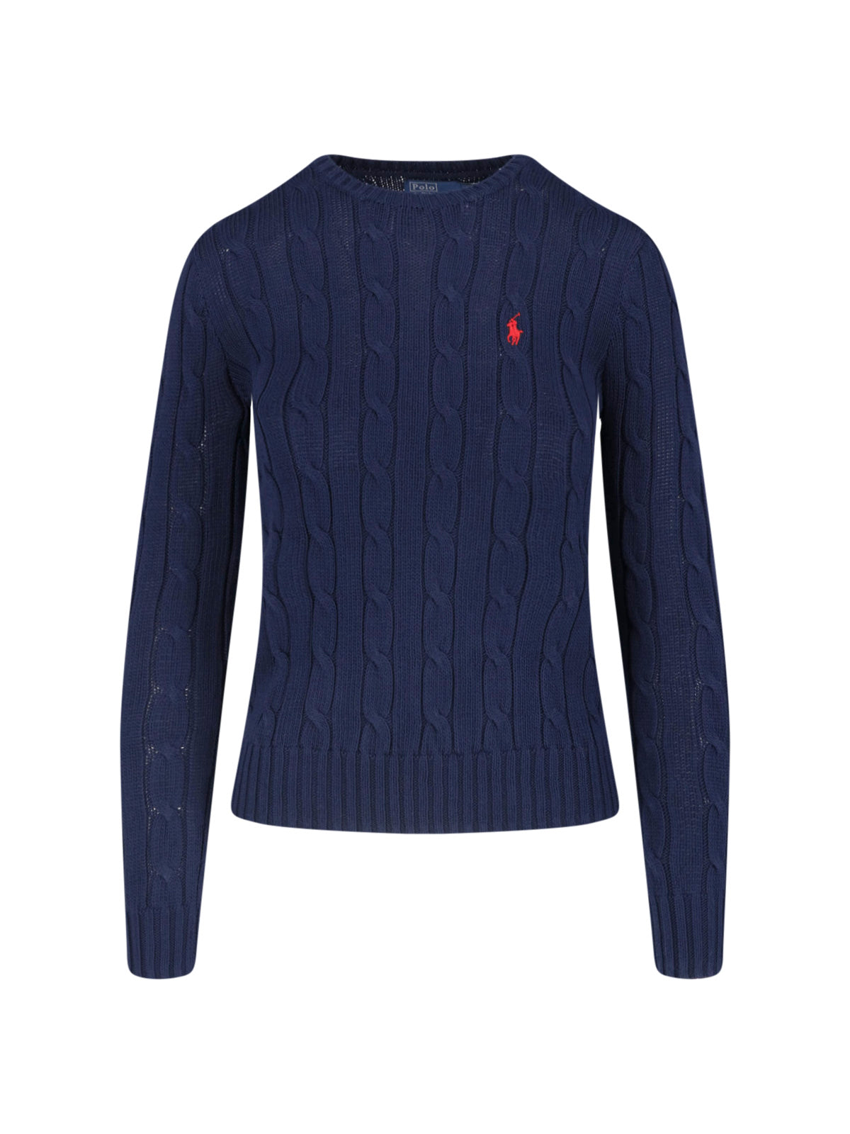 Green Cable Knit Logo Fitted Sweater