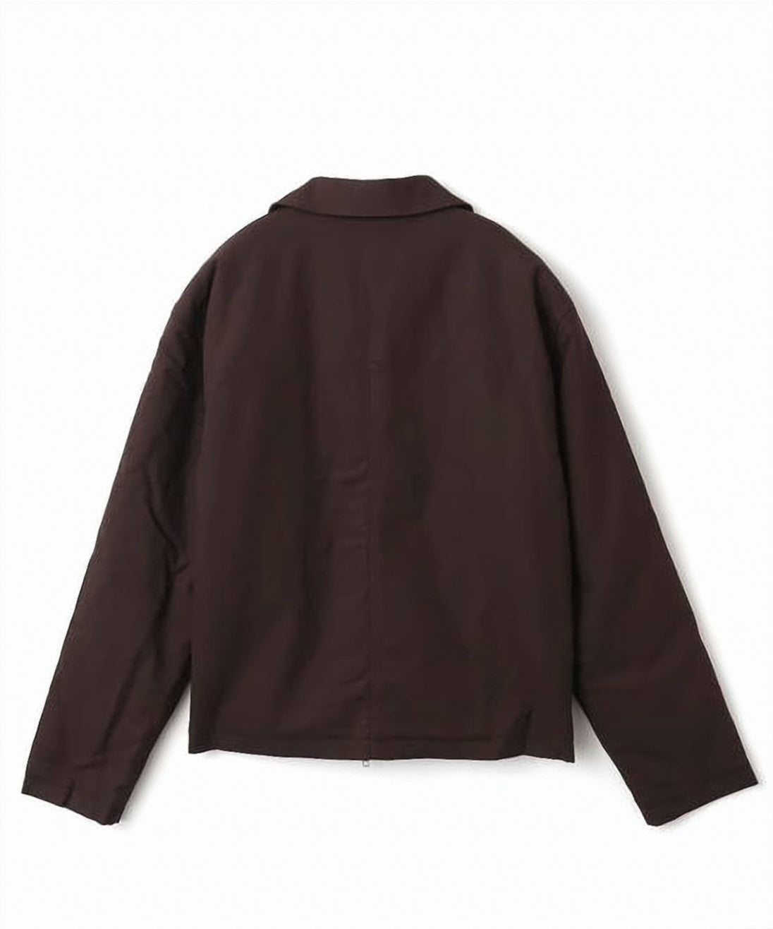 Dark Brown Zip-Up Jacket with Classic Collar and Flap Pocket