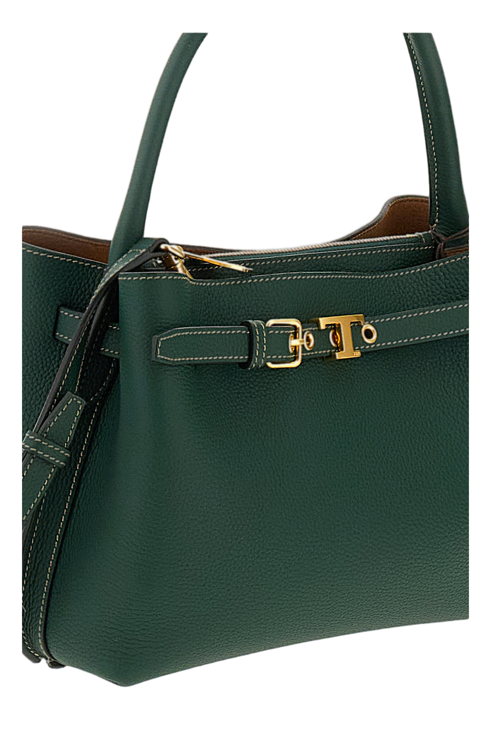 Green T Timeless Small Leather Handle Bag