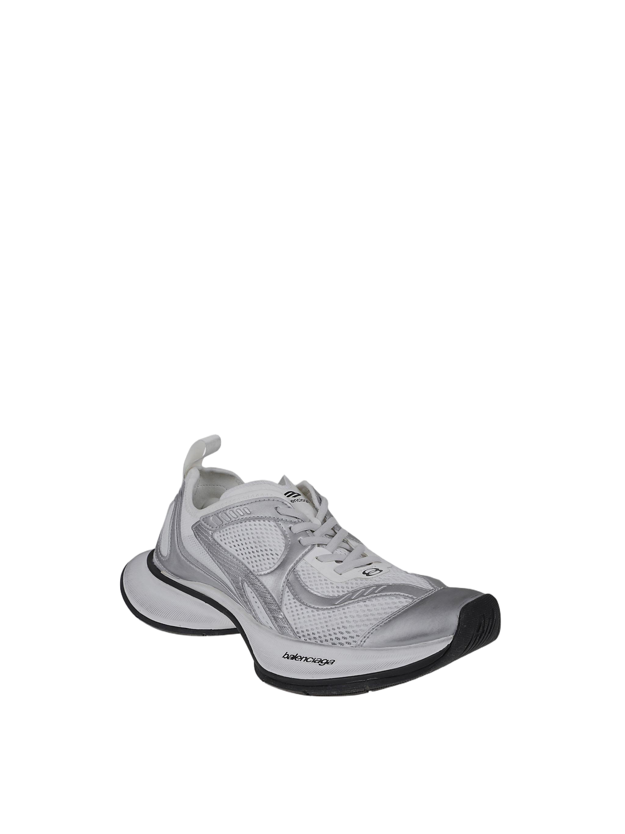 Futuristic White Circuit Sneakers With Sculpted Sole