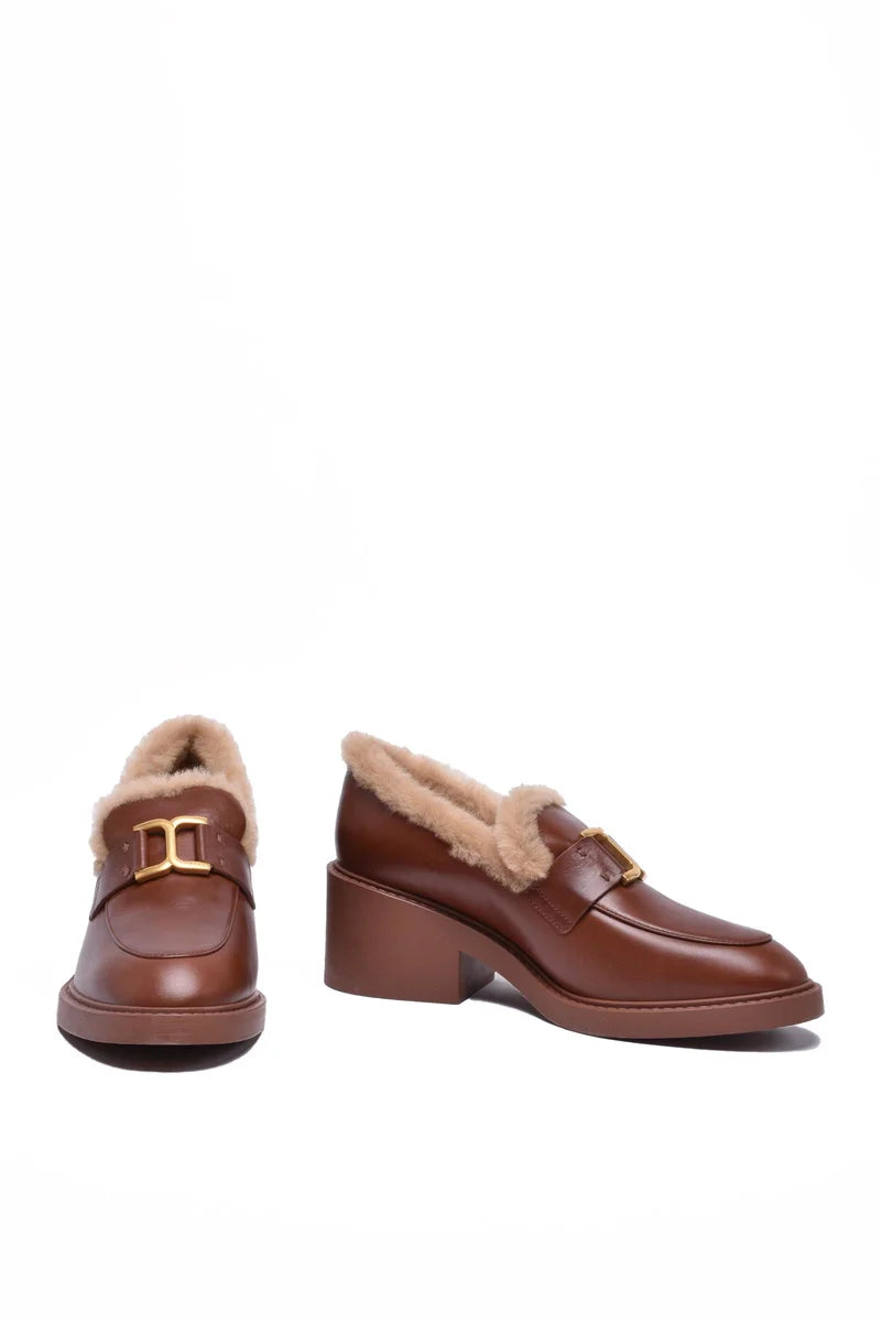 Pump with Fur Lining - Brown