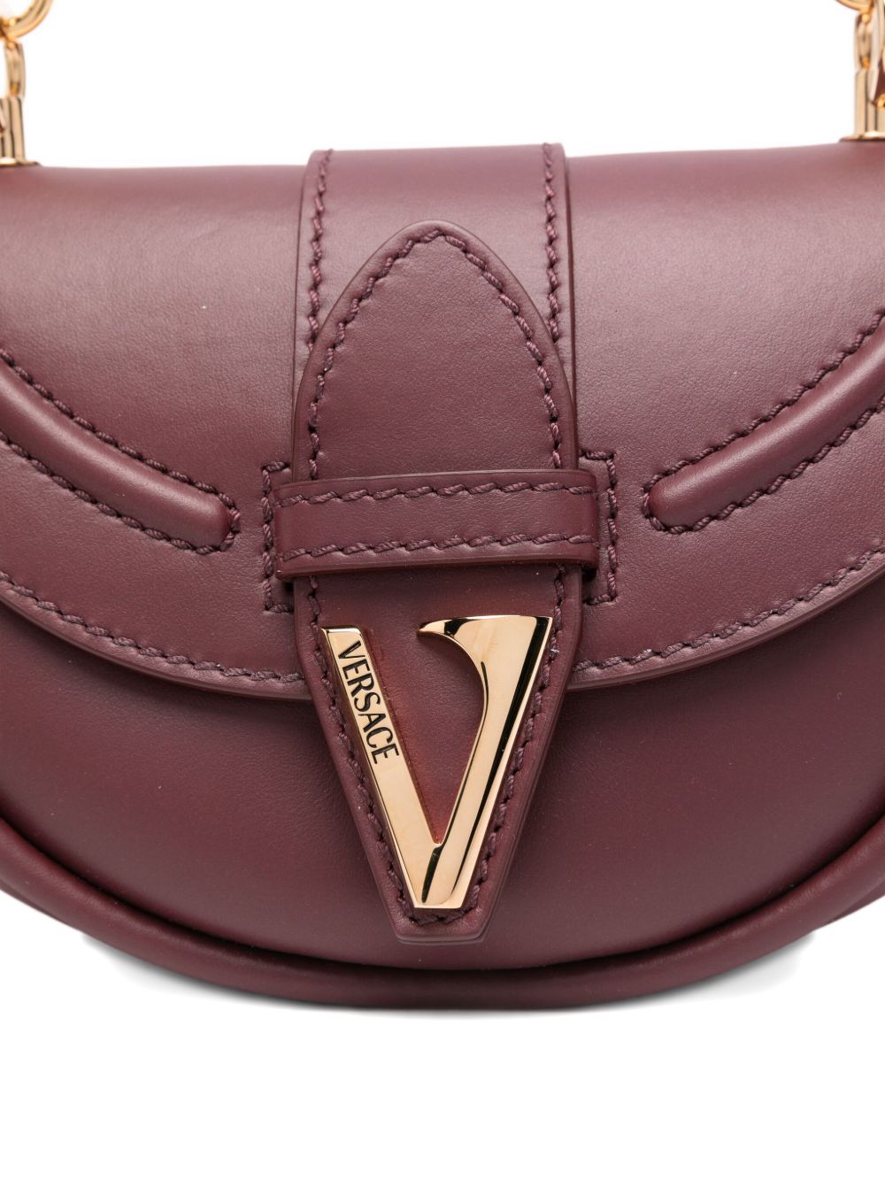 Curved Burgundy Leather Bag