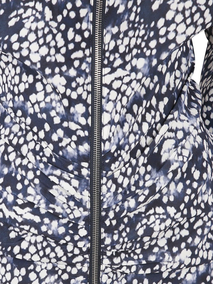 Fitted Floral Print Dress With Long Sleeves