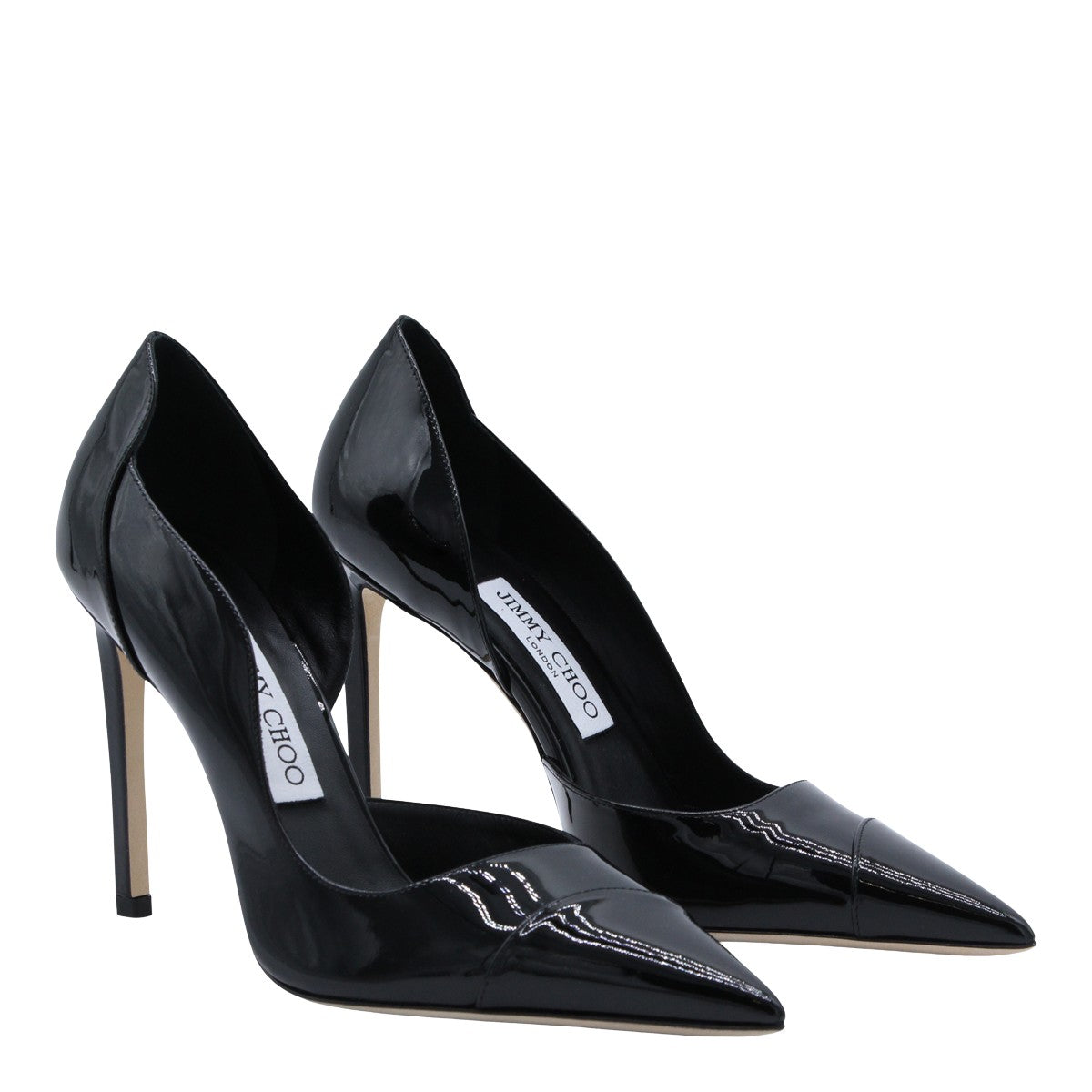 Pointed-Toe High-Heeled Pumps with Glossy Patent Finish