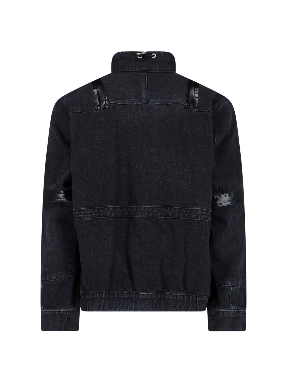 Structured Black Jacket With High Collar And Zipper Closure