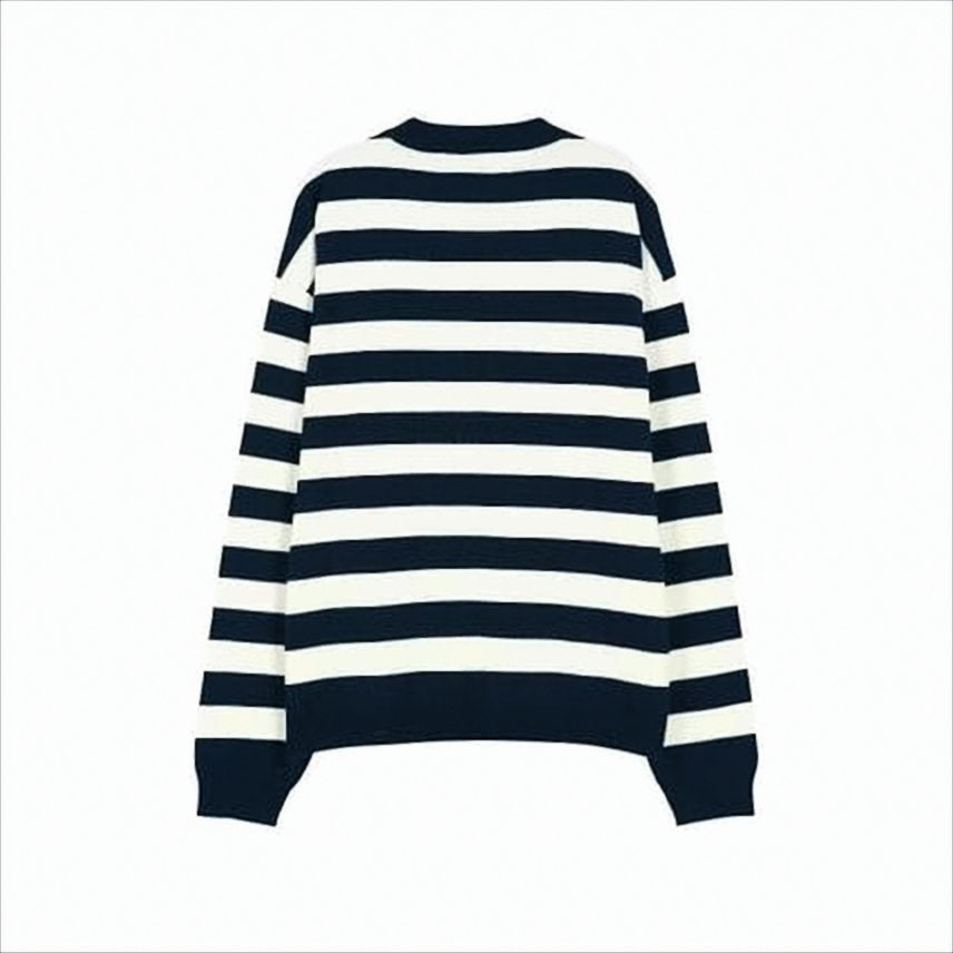 Long-Sleeve Sweater with Bold Stripes