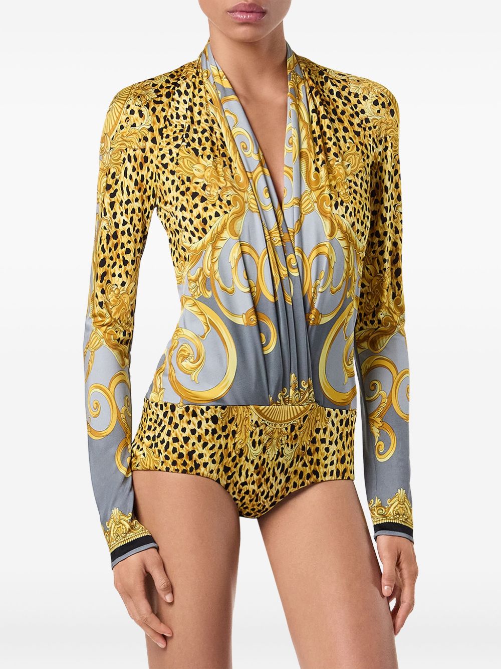 Graphic Print V-Neck Bodysuit
