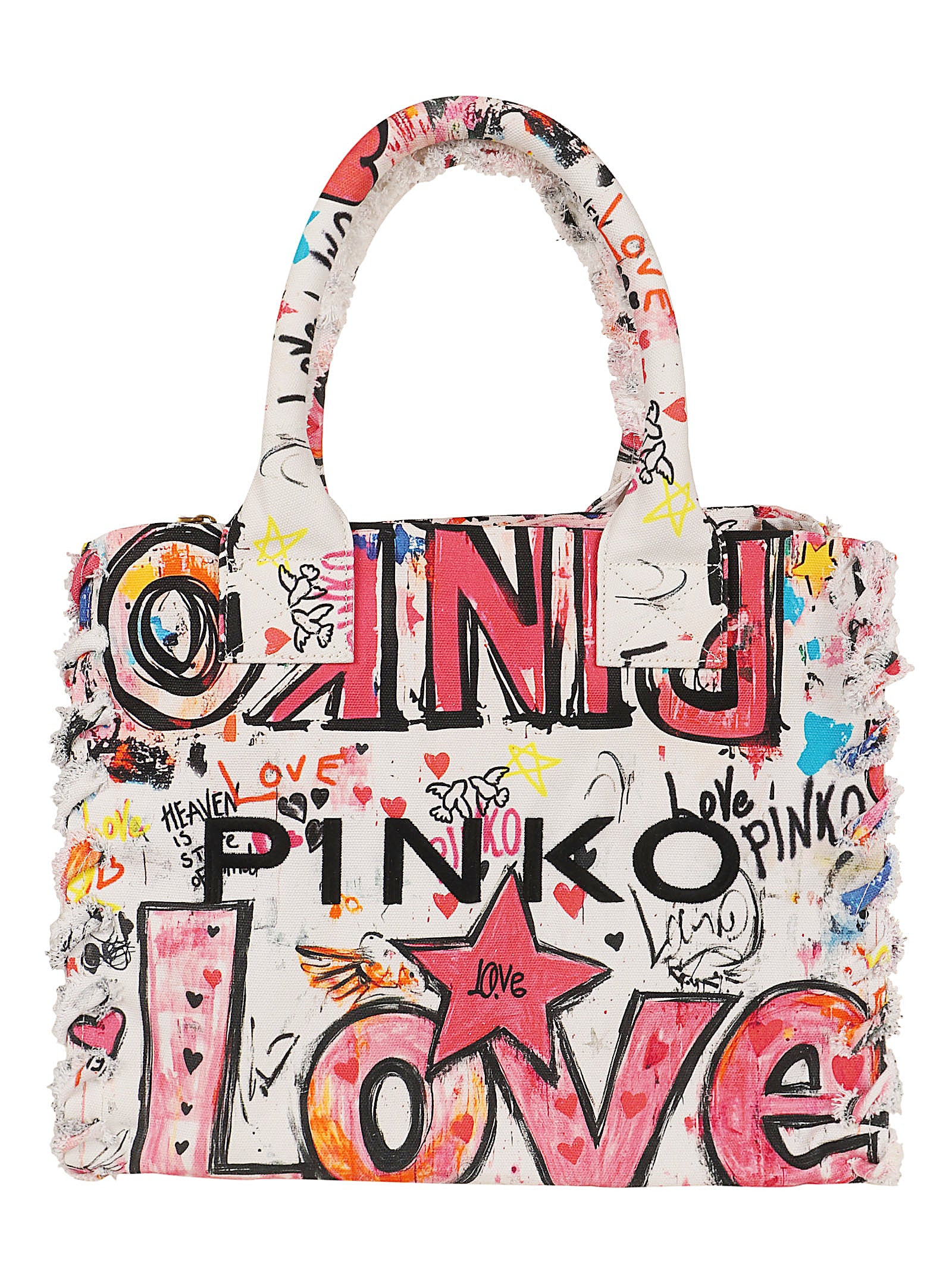 Graffiti-Print Shoulder Bag with Durable Handles