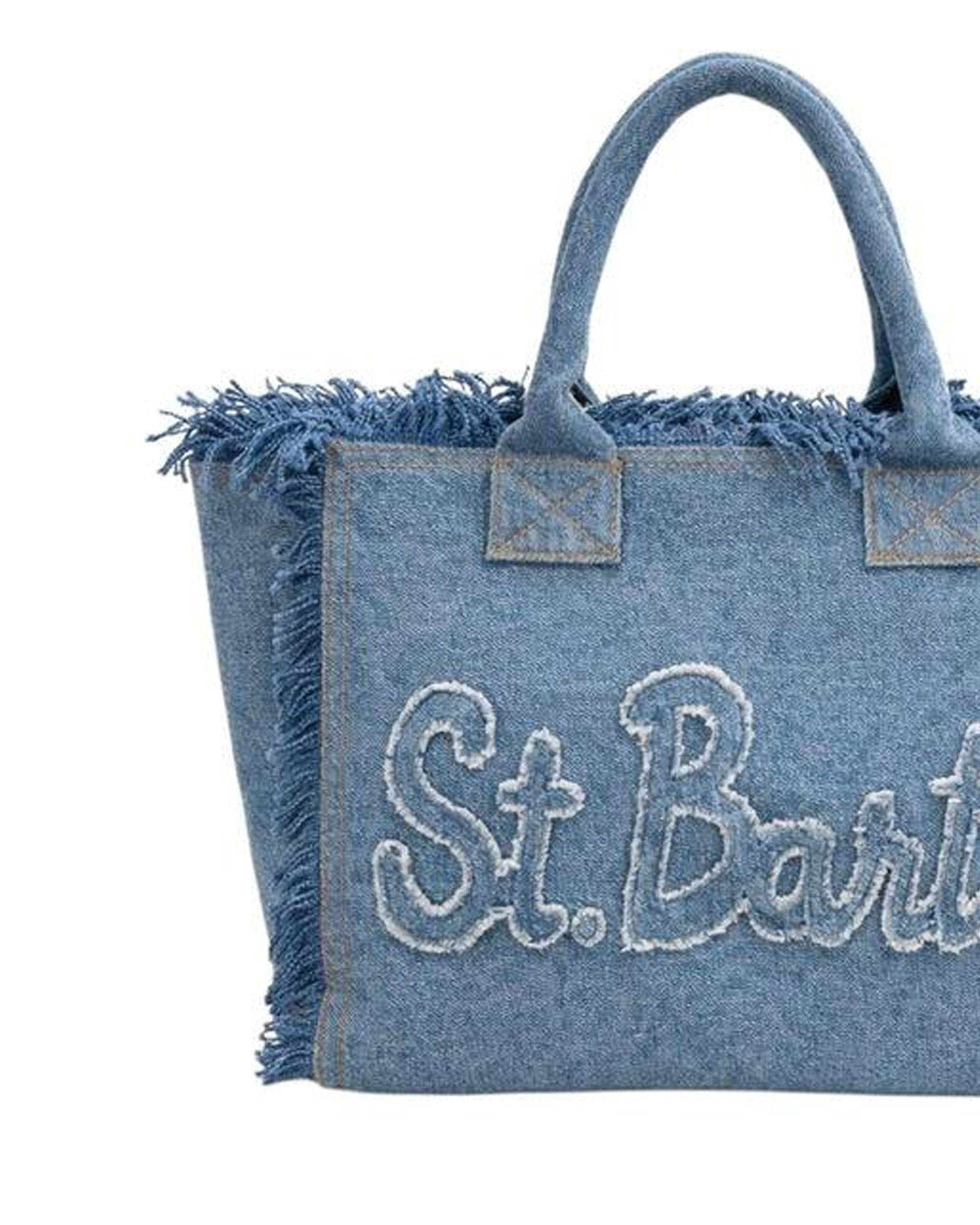 Medium Denim Tote Bag with Fringed Edges