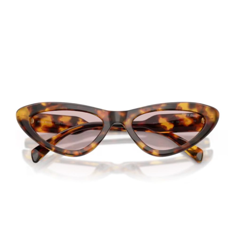 Cat-Eye Sunglasses with Vertical Logo in Honey Havana