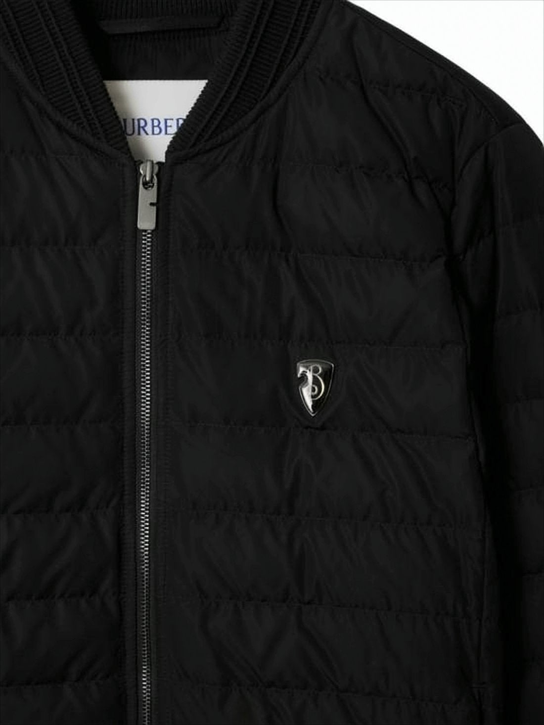 Quilted Bomber Jacket with Ribbed Accents