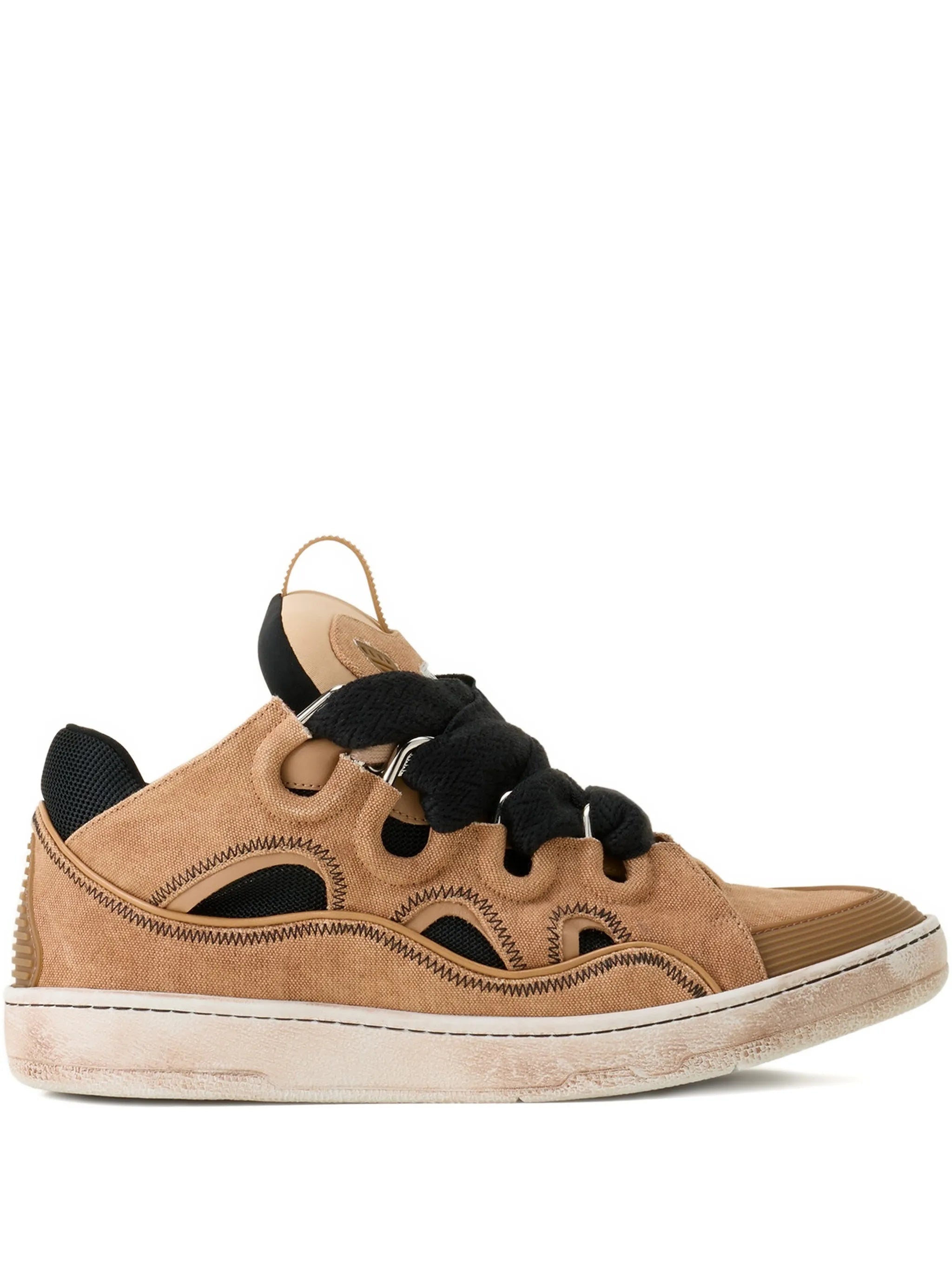 Brown Curb Sneakers Suede Mesh Sneakers
