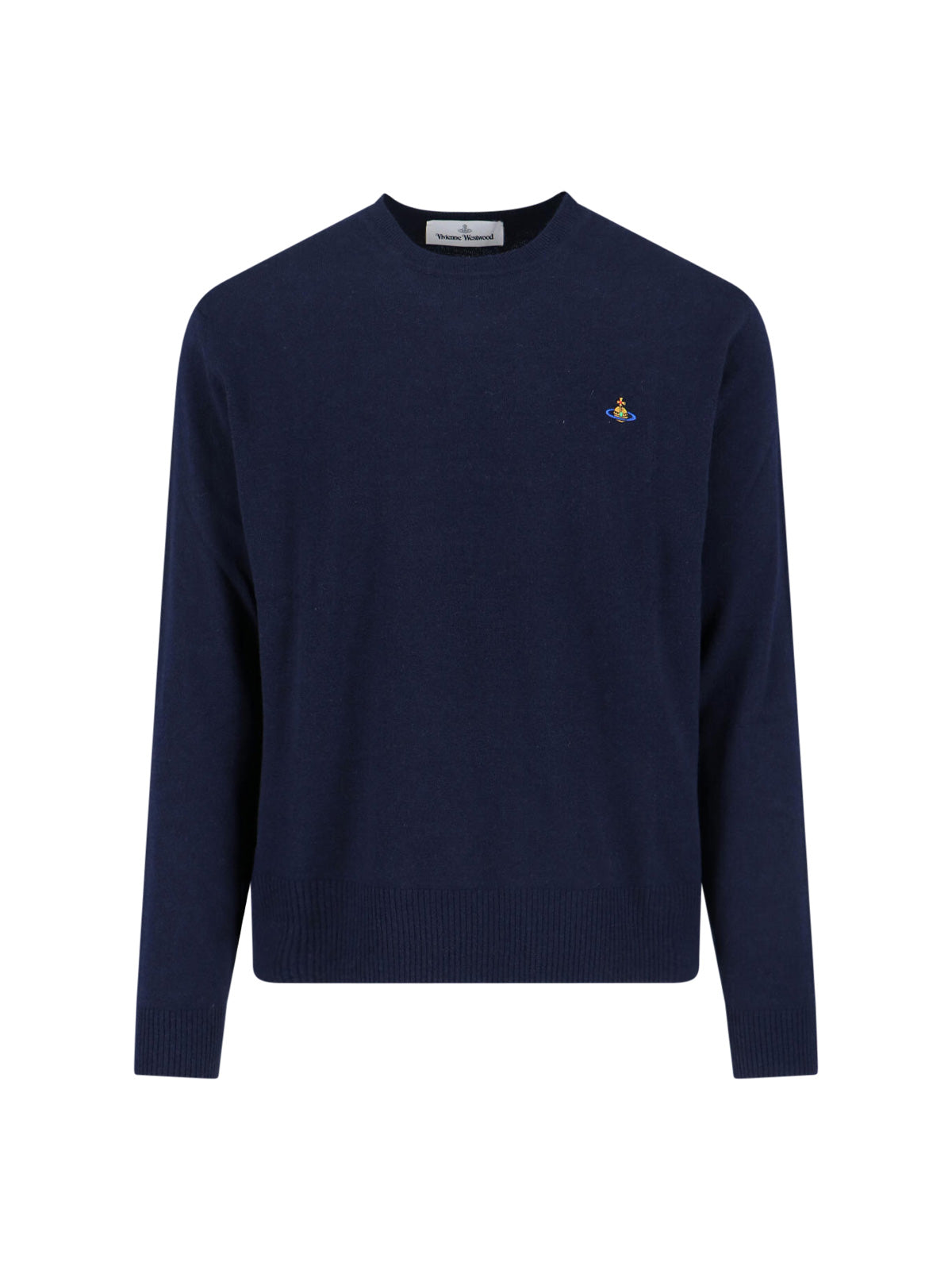 "Alex" Crew Neck Sweater In Blue Wool