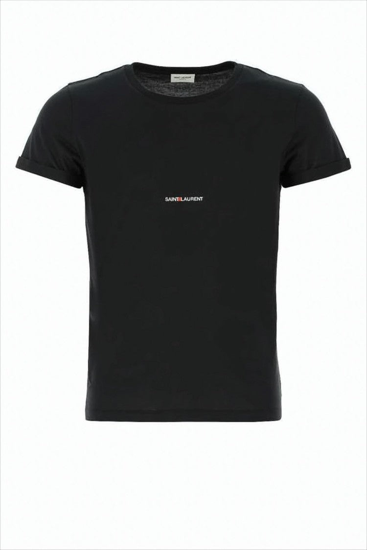 Fitted Short-Sleeve Crop Top with Centered Logo